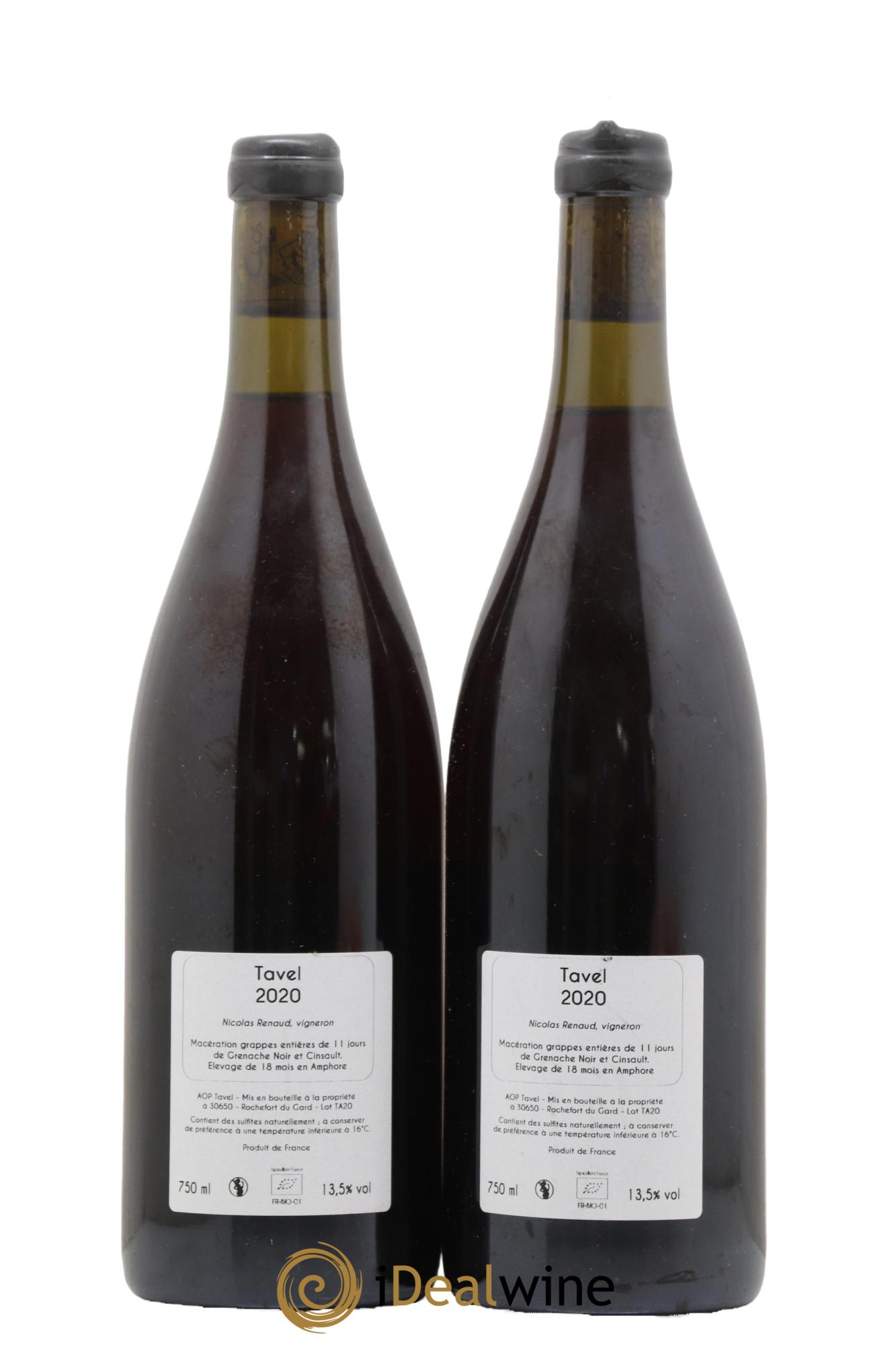 Tavel Vintage Amphore Clos des Grillons Nicolas Renaud 2020 - Lot of 2 bottles - 1