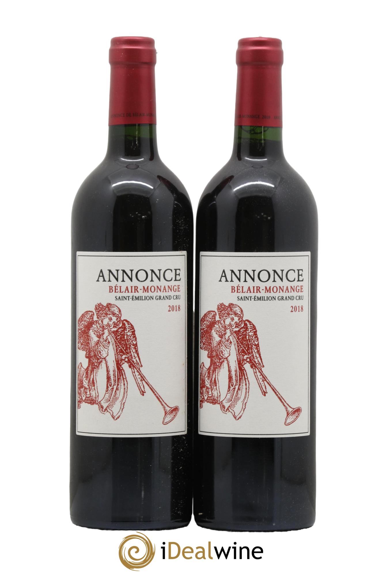 Saint-Émilion Grand Cru Annonce 2nd vin Château Belair (Belair-Monange) 2018 - Lot de 2 bouteilles - 0