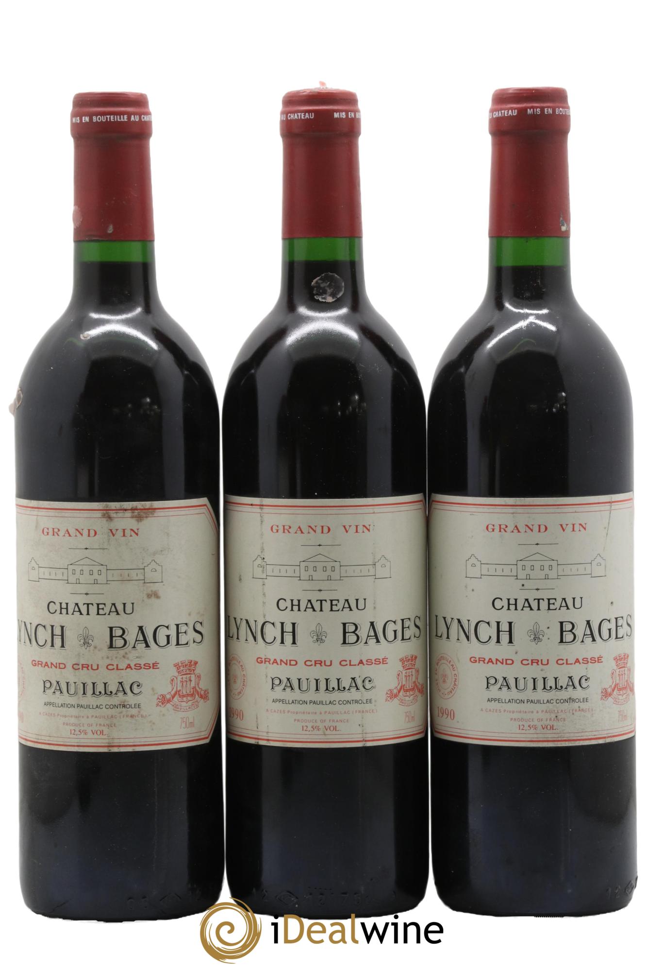 Château Lynch Bages 5ème Grand Cru Classé 1990 - Lot de 3 bouteilles - 0