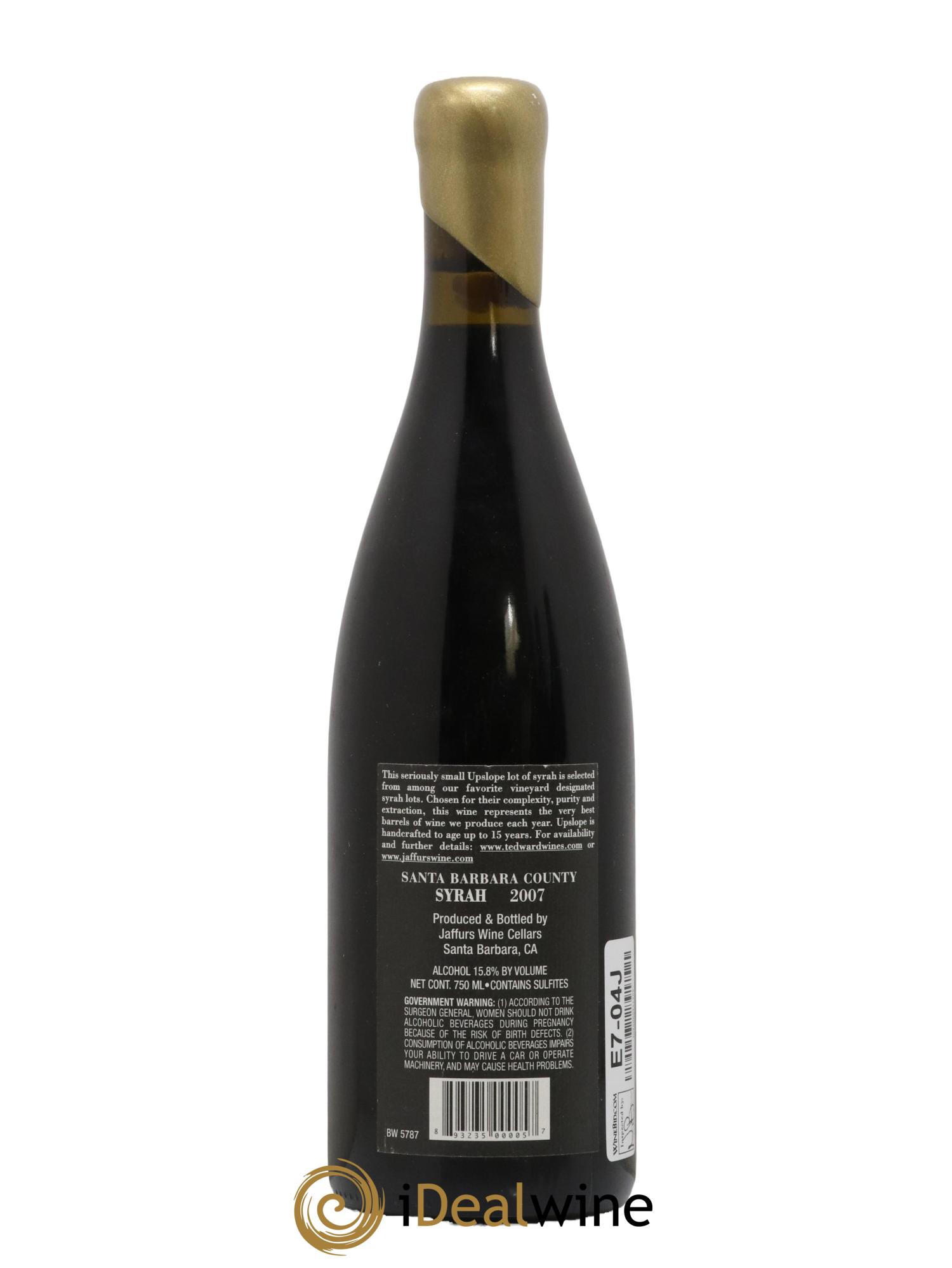 USA Santa Barbara Jaffurs Upslope Syrah 2007 - Lot de 1 bouteille - 1