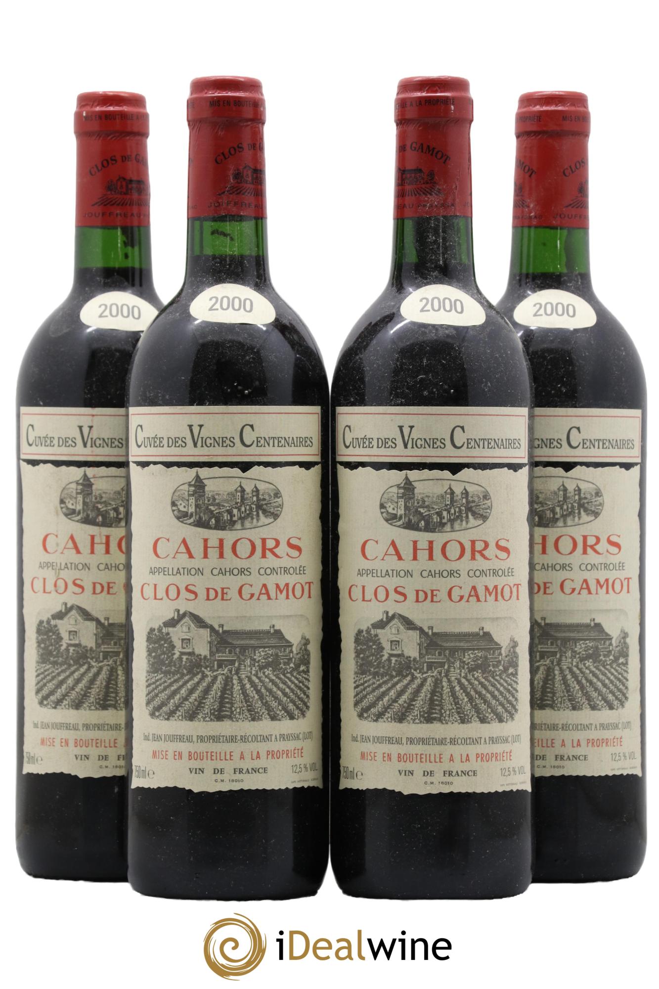 Cahors Clos de Gamot Cuvée des Vignes Centenaires 2000 - Lot de 4 bouteilles - 0