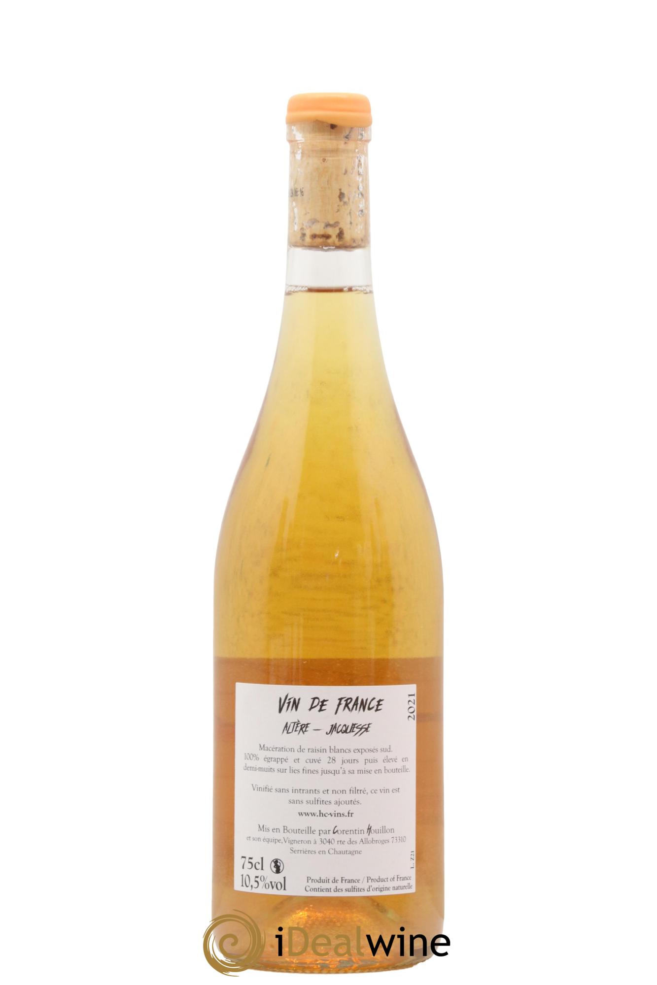 Vin de France Altesse-Jacquère Zénith Blanc de Macération Domaine Corentin Houillon 2021 - Lot de 1 bouteille - 1