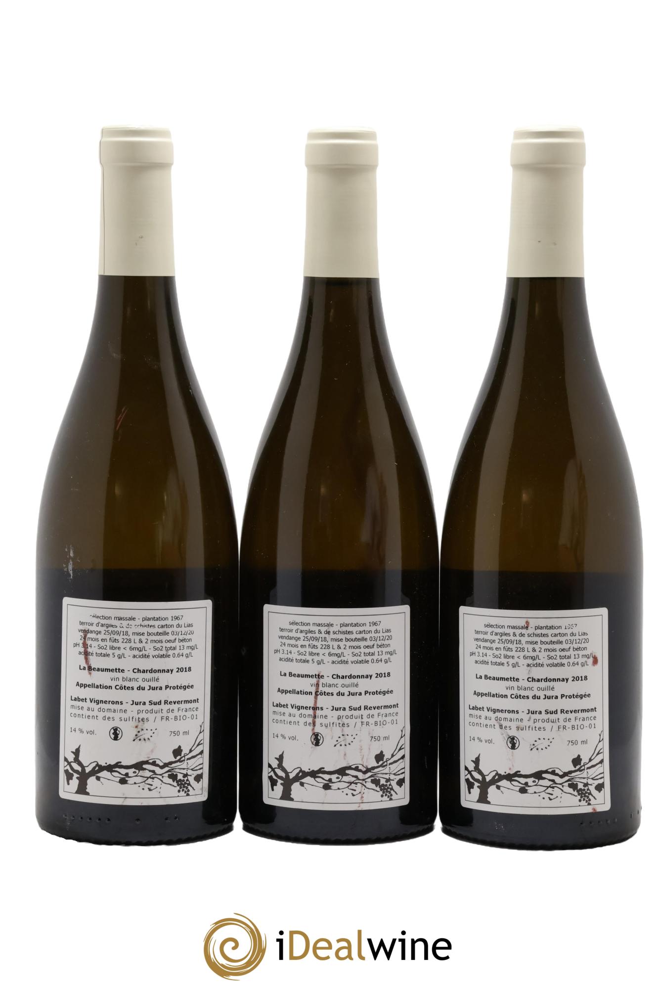 Côtes du Jura Chardonnay La Beaumette Labet (Domaine) 2018 - Lot de 3 bouteilles - 1