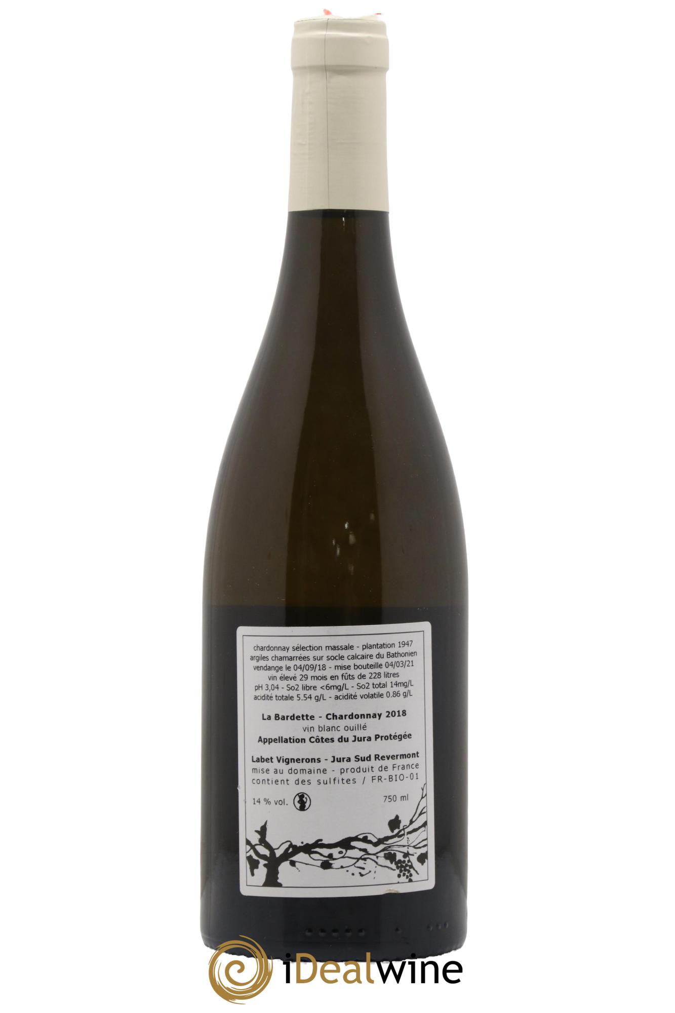 Côtes du Jura Chardonnay La Bardette Romain - Julien - Charline Labet 2018 - Lot de 1 bouteille - 1
