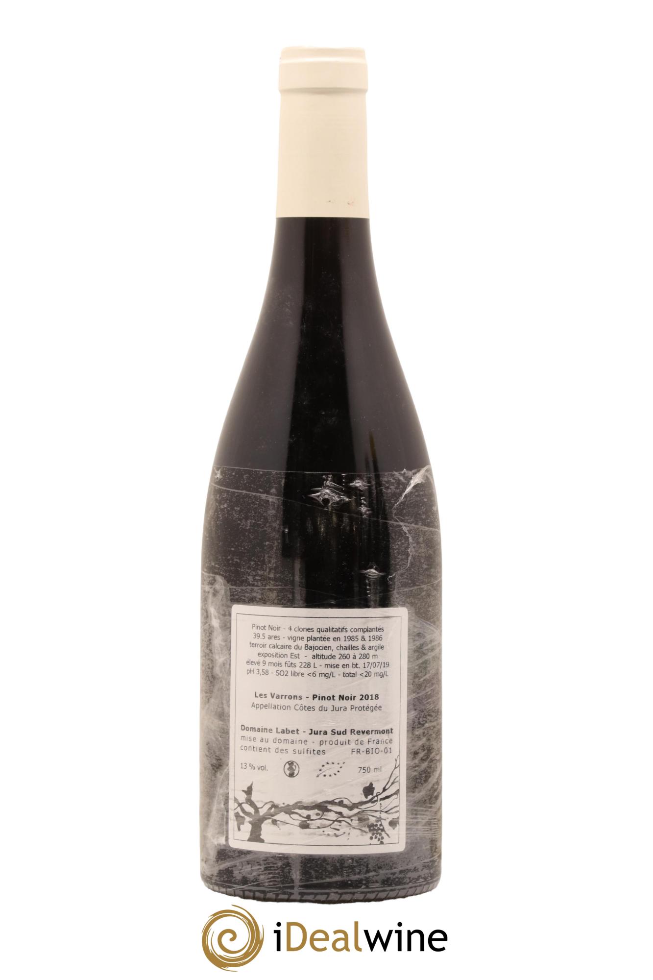 Côtes du Jura Pinot Noir Les Varrons Sélection Massale Romain - Julien - Charline Labet 2018 - Lot de 1 bouteille - 1
