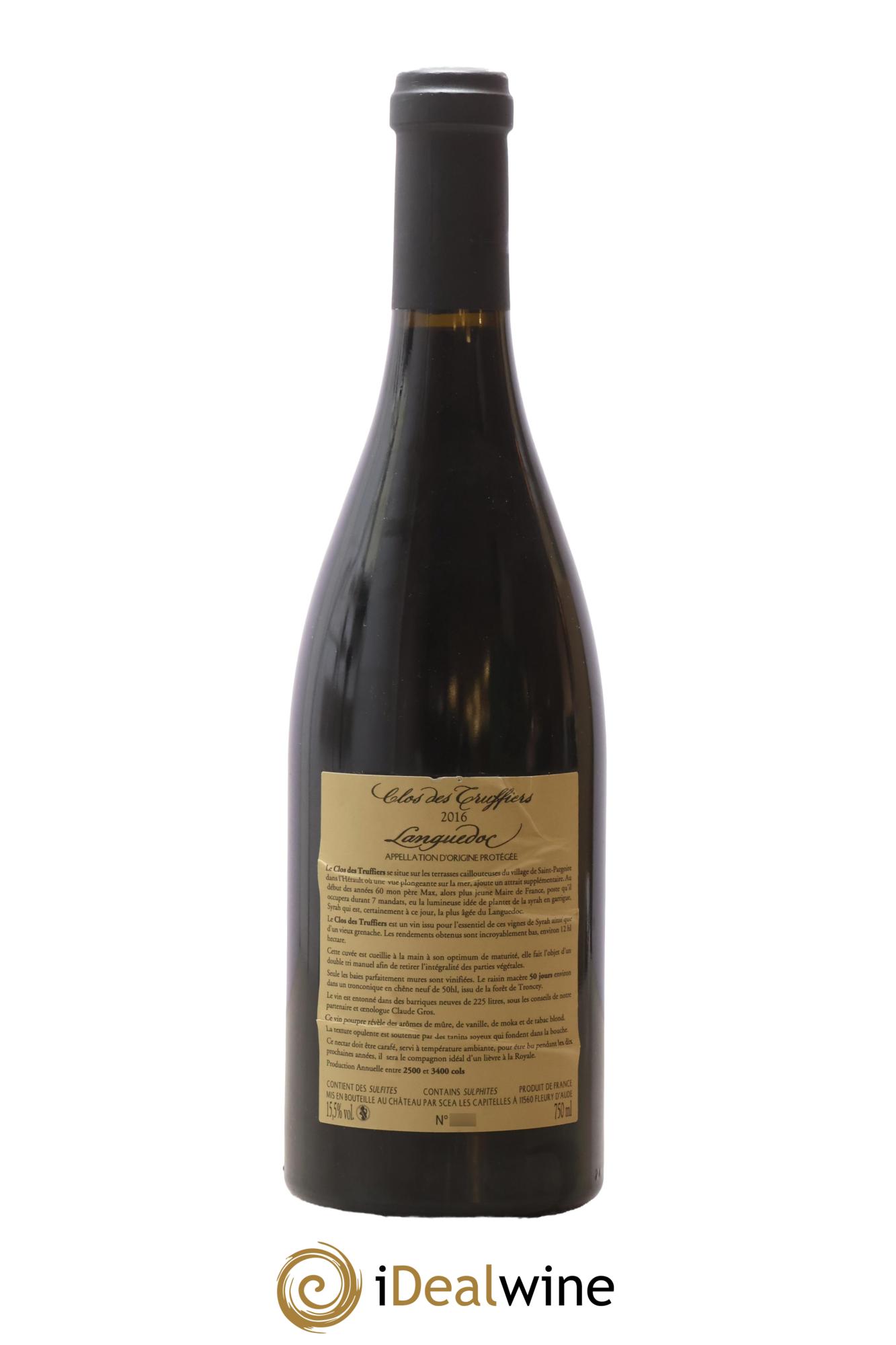 Coteaux du Languedoc La Clape Château de La Négly Clos des Truffiers Jean Paux-Rosset  2016 - Lot de 1 bouteille - 1