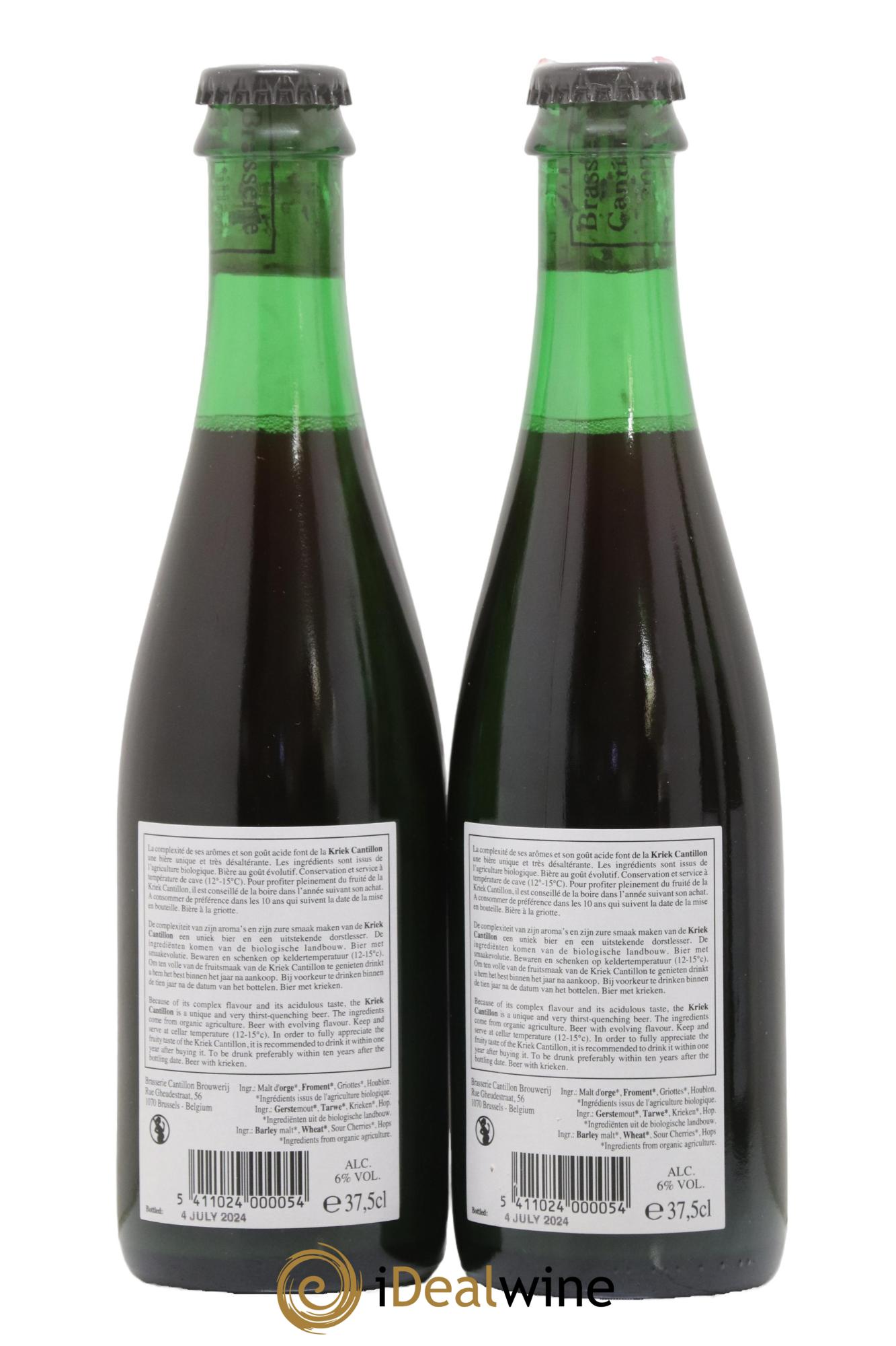 Bière Lambic Bio Kriek Cantillon embouteillé en 2024 - Posten von 2 Demi-Flaschen - 1