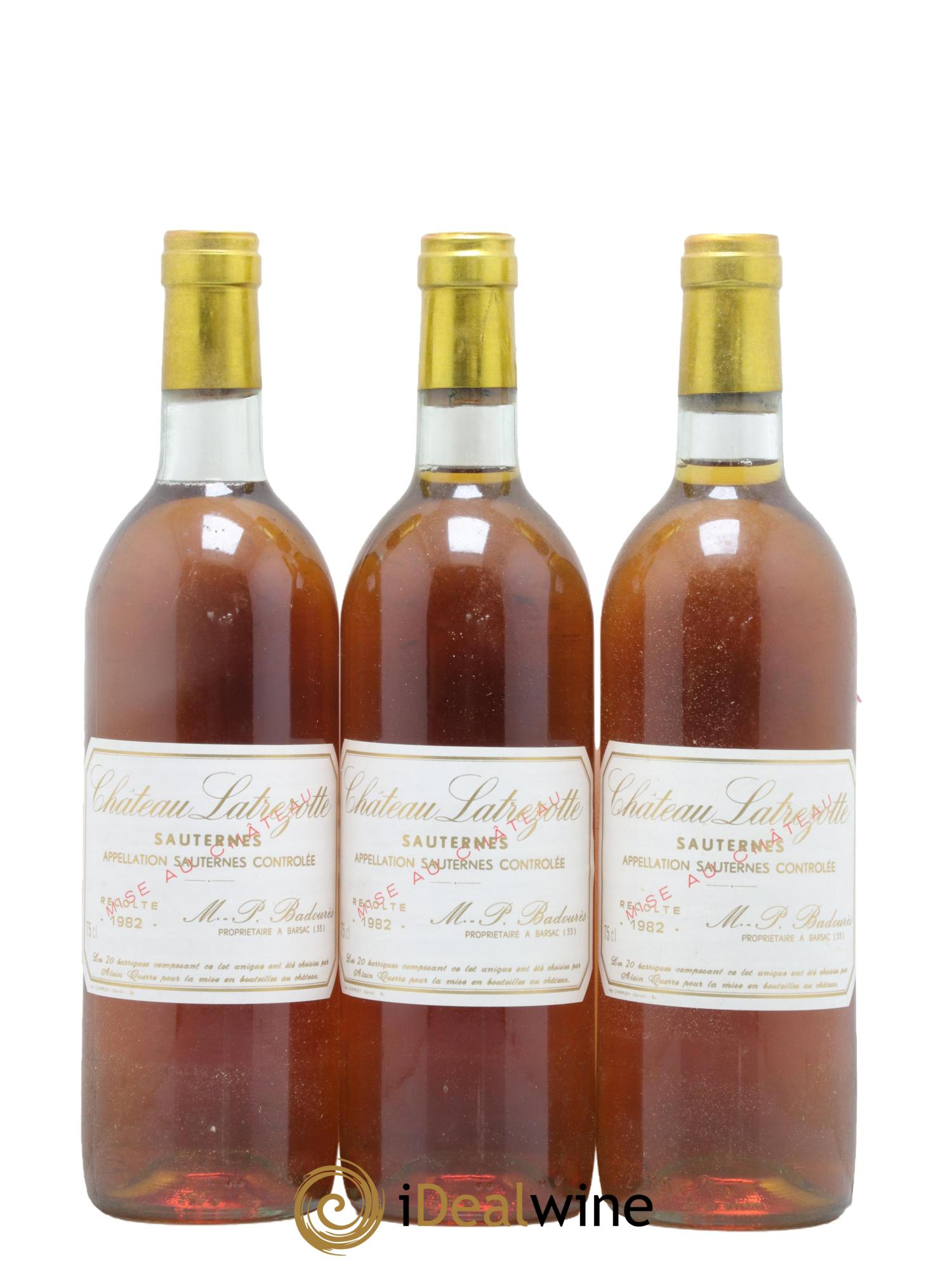 Sauternes Château Latrezotte 1982 - Lotto di 3 bottiglie - 0
