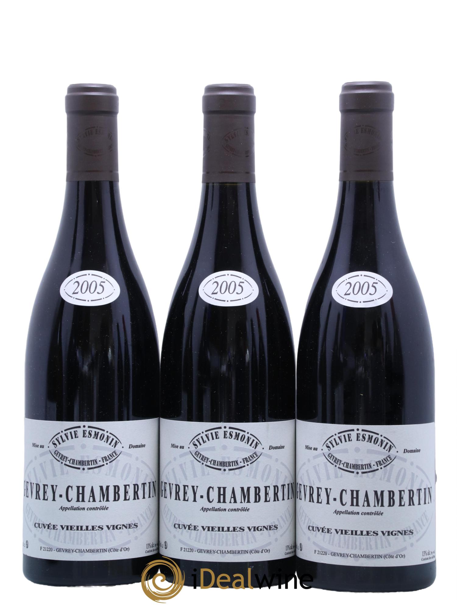 Gevrey-Chambertin Vieilles Vignes Sylvie Esmonin 2005 - Lot de 3 bouteilles - 0