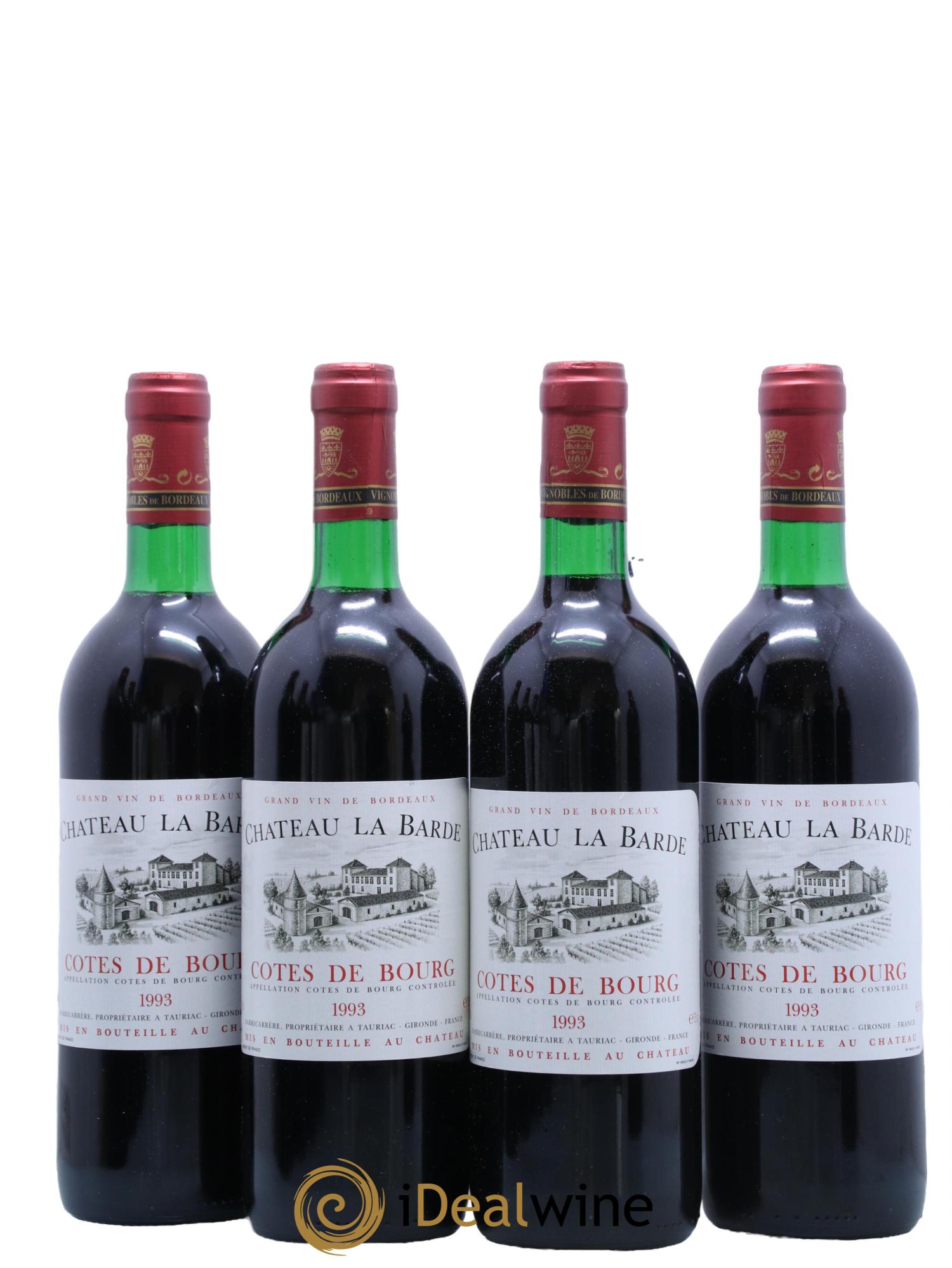 Côtes de Bourg Chateau La Barde 1993 - Lot de 4 bouteilles - 0
