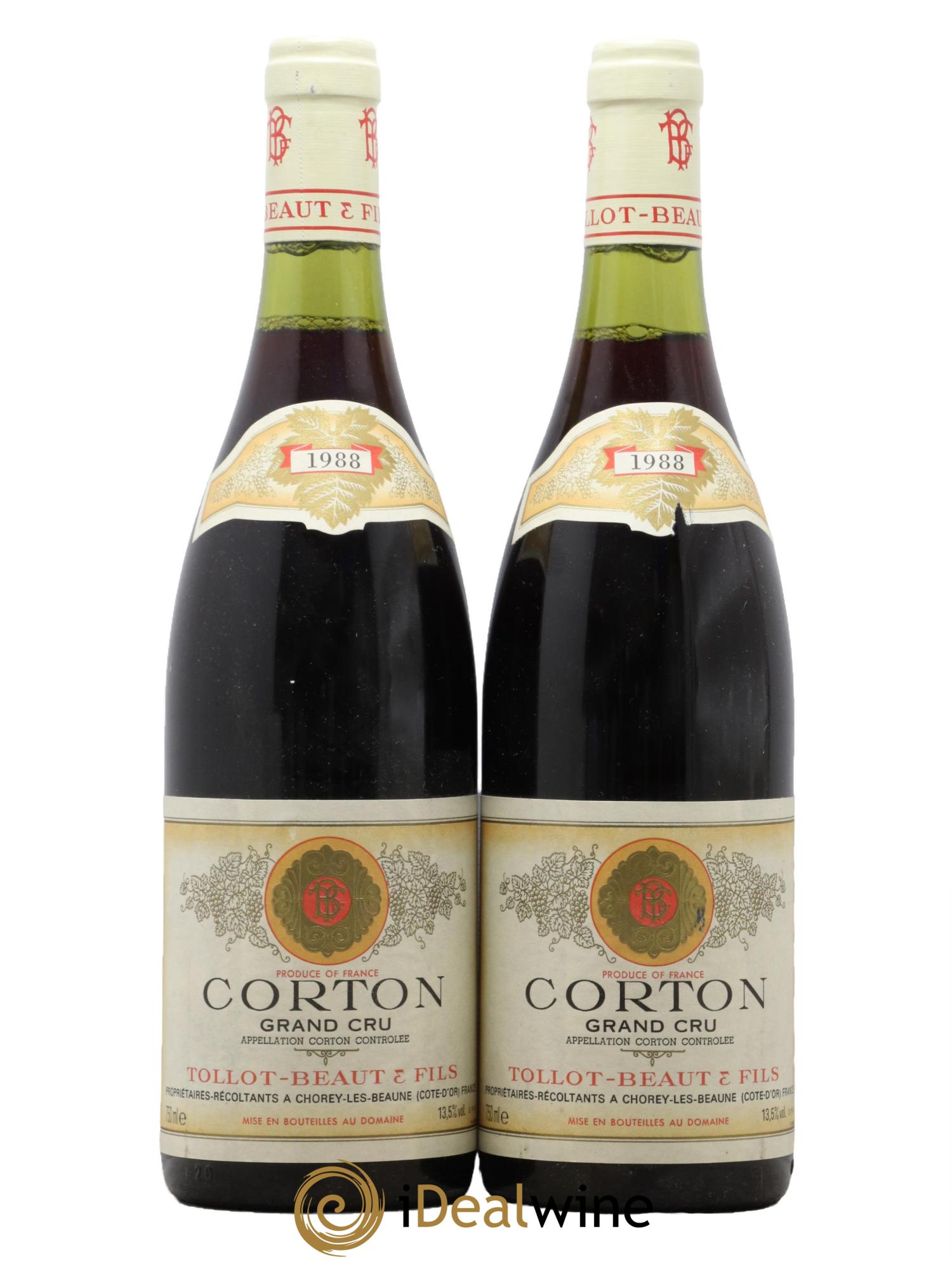 Corton Grand Cru Tollot Beaut (Domaine) 1988 - Lot de 2 bouteilles - 0