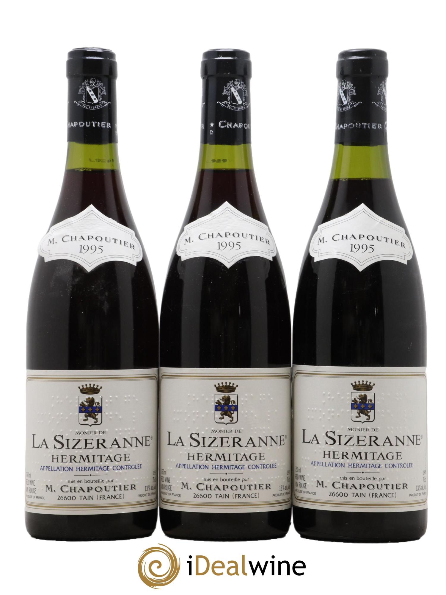 Hermitage Monier de La Sizeranne Chapoutier 1995 - Lot de 3 bouteilles - 0
