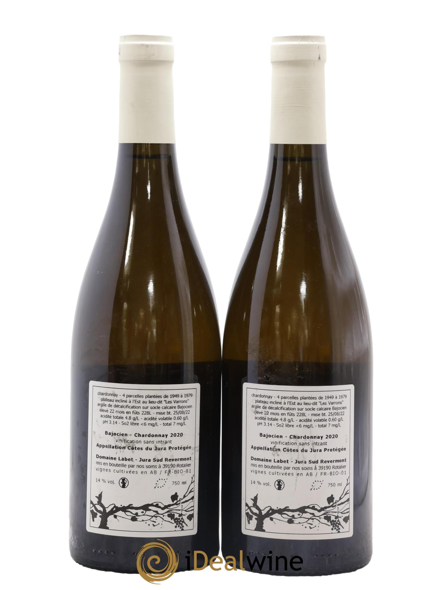 Côtes du Jura Chardonnay Bajocien Romain - Julien  - Charline Labet 2020 - Lot de 2 bouteilles - 1
