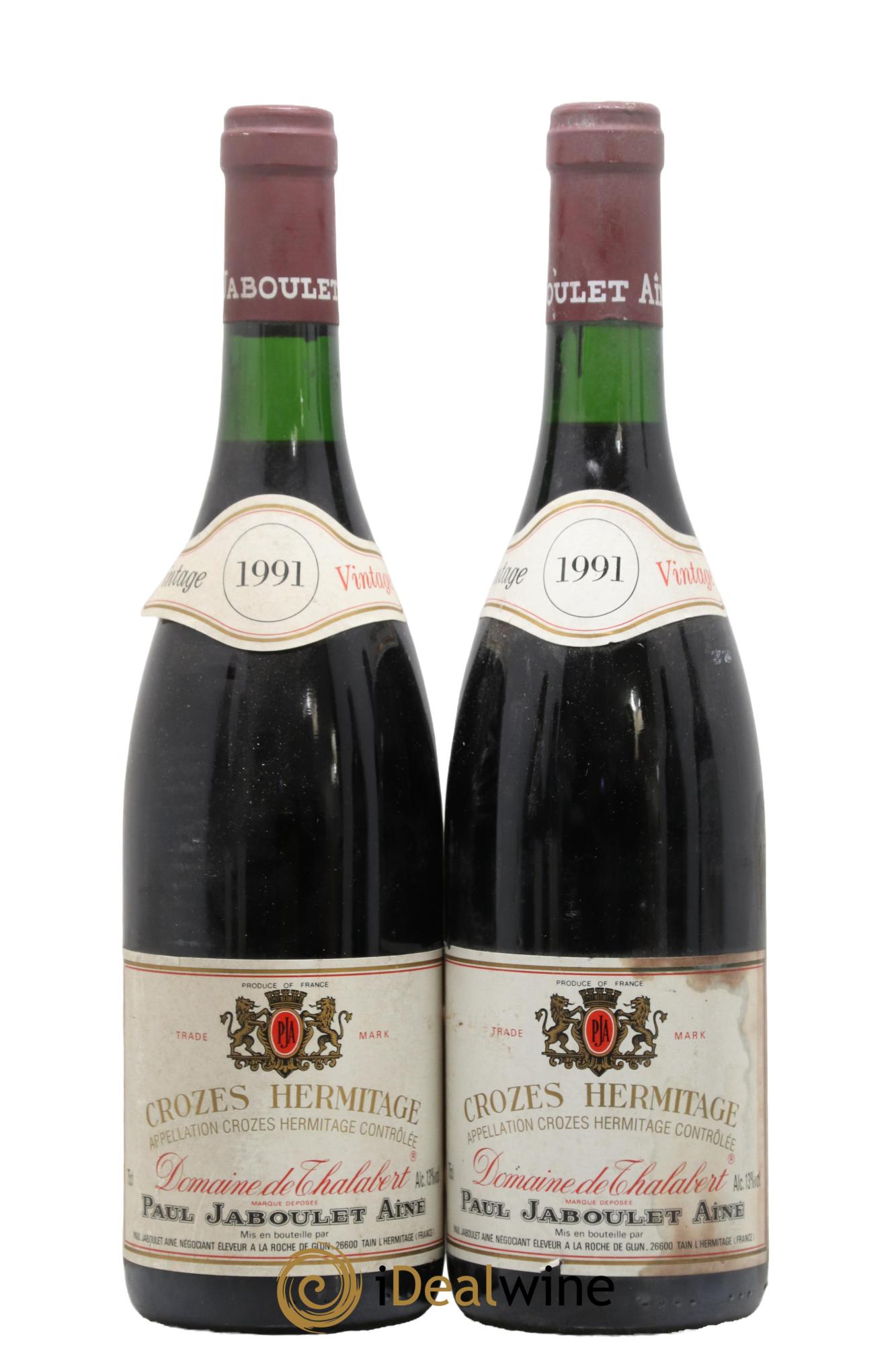 Crozes-Hermitage Domaine de Thalabert Paul Jaboulet Ainé 1991 - Lot de 2 bouteilles - 0