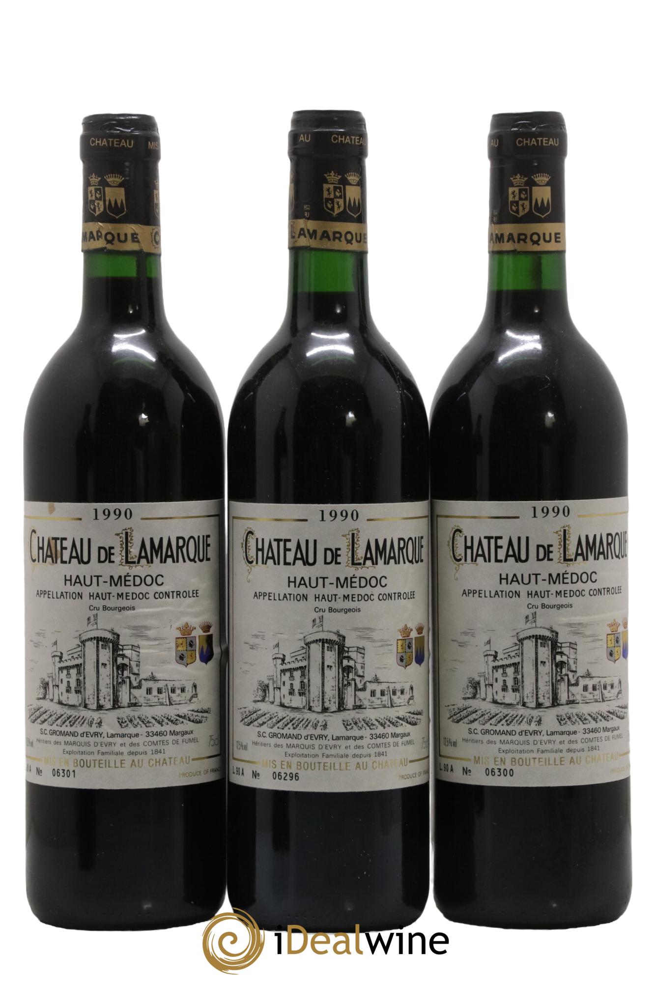 Château de Lamarque Cru Bourgeois 1990 - Lot de 3 bouteilles - 0