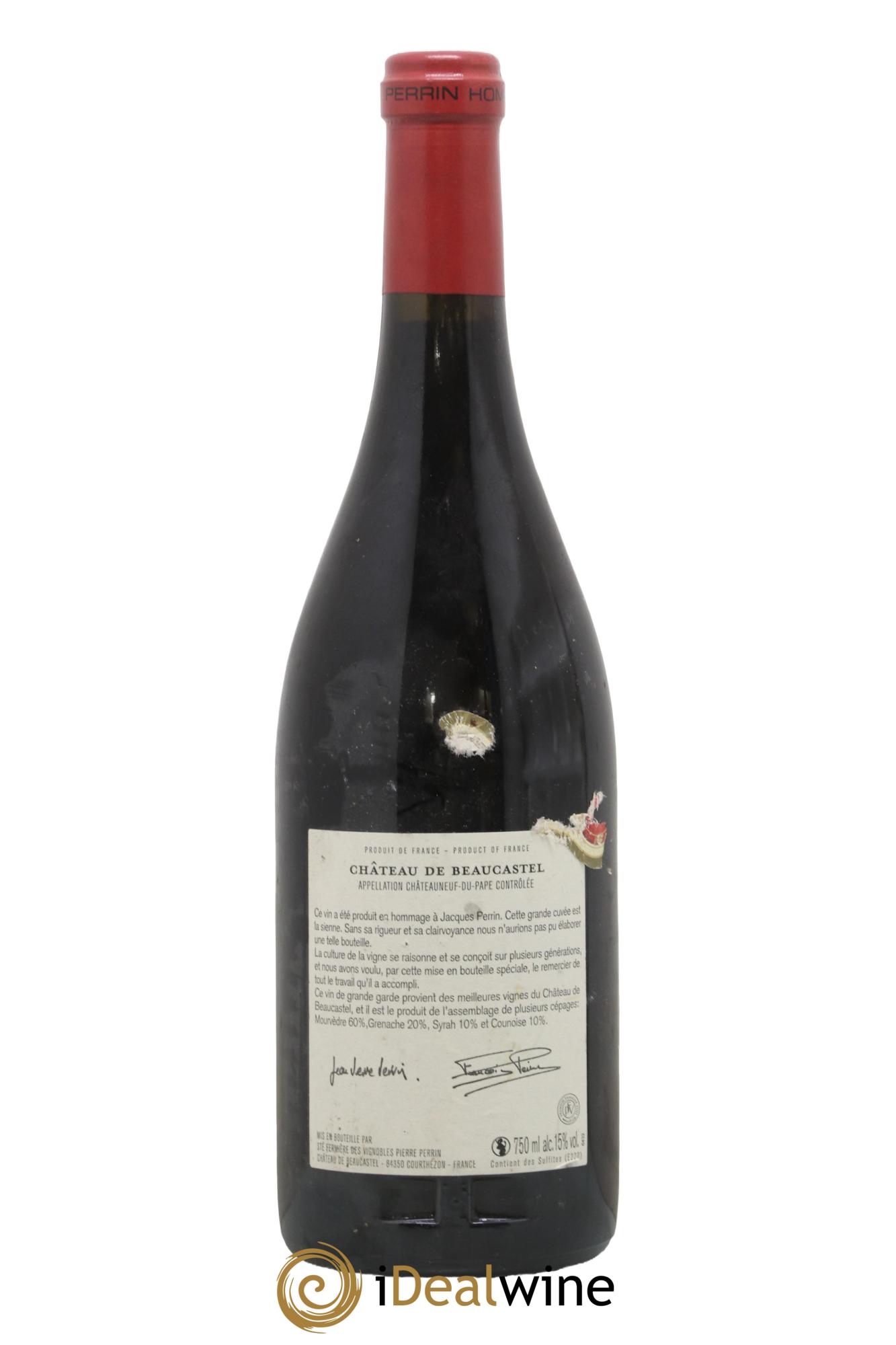 Châteauneuf-du-Pape Château de Beaucastel Hommage à Jacques Perrin Famille Perrin 2010 - Lot de 1 bouteille - 1