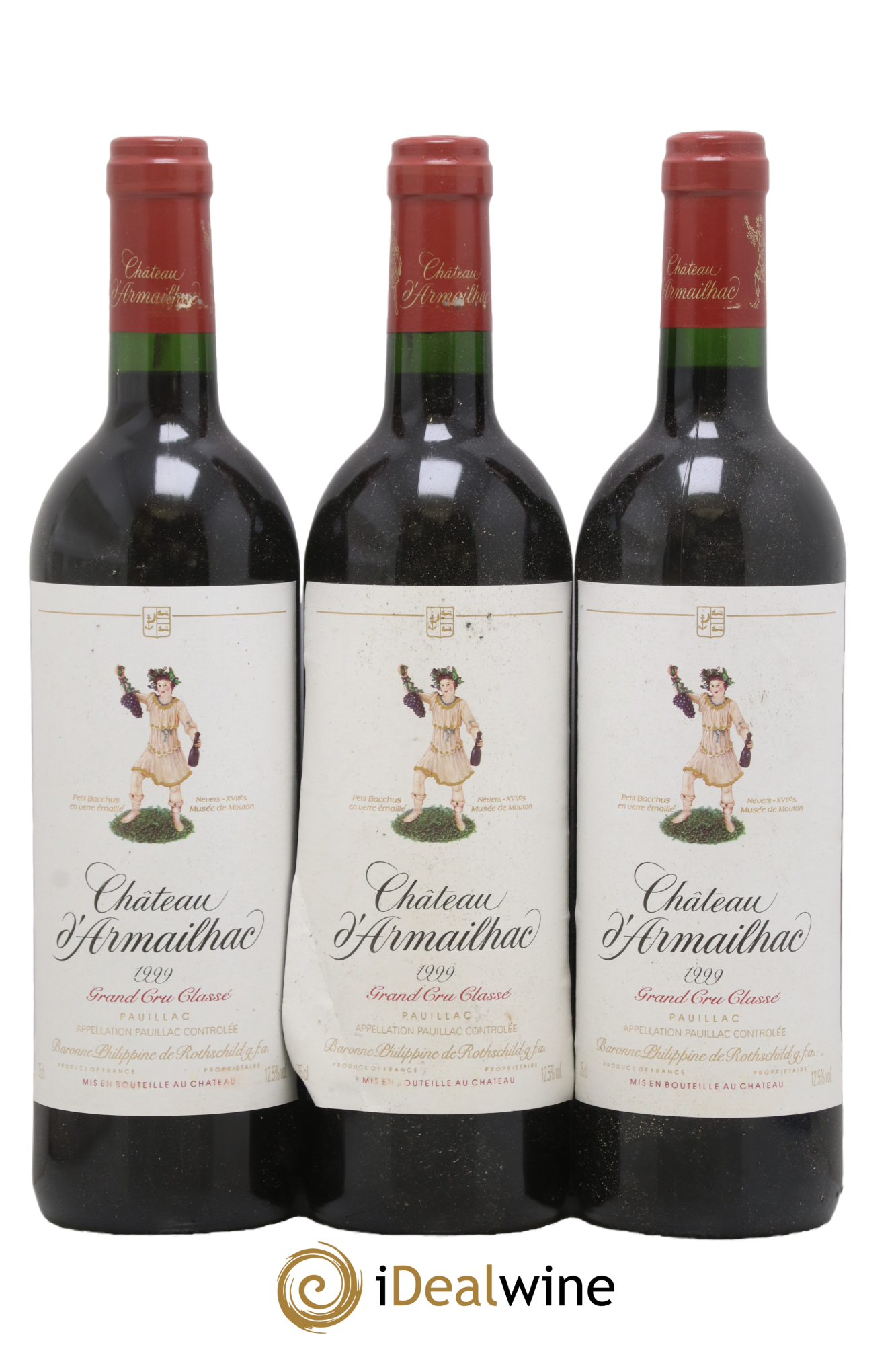 Château d' Armailhac - Mouton Baron(ne) Philippe 5ème Grand Cru Classé 1999 - Lot de 3 bouteilles - 0