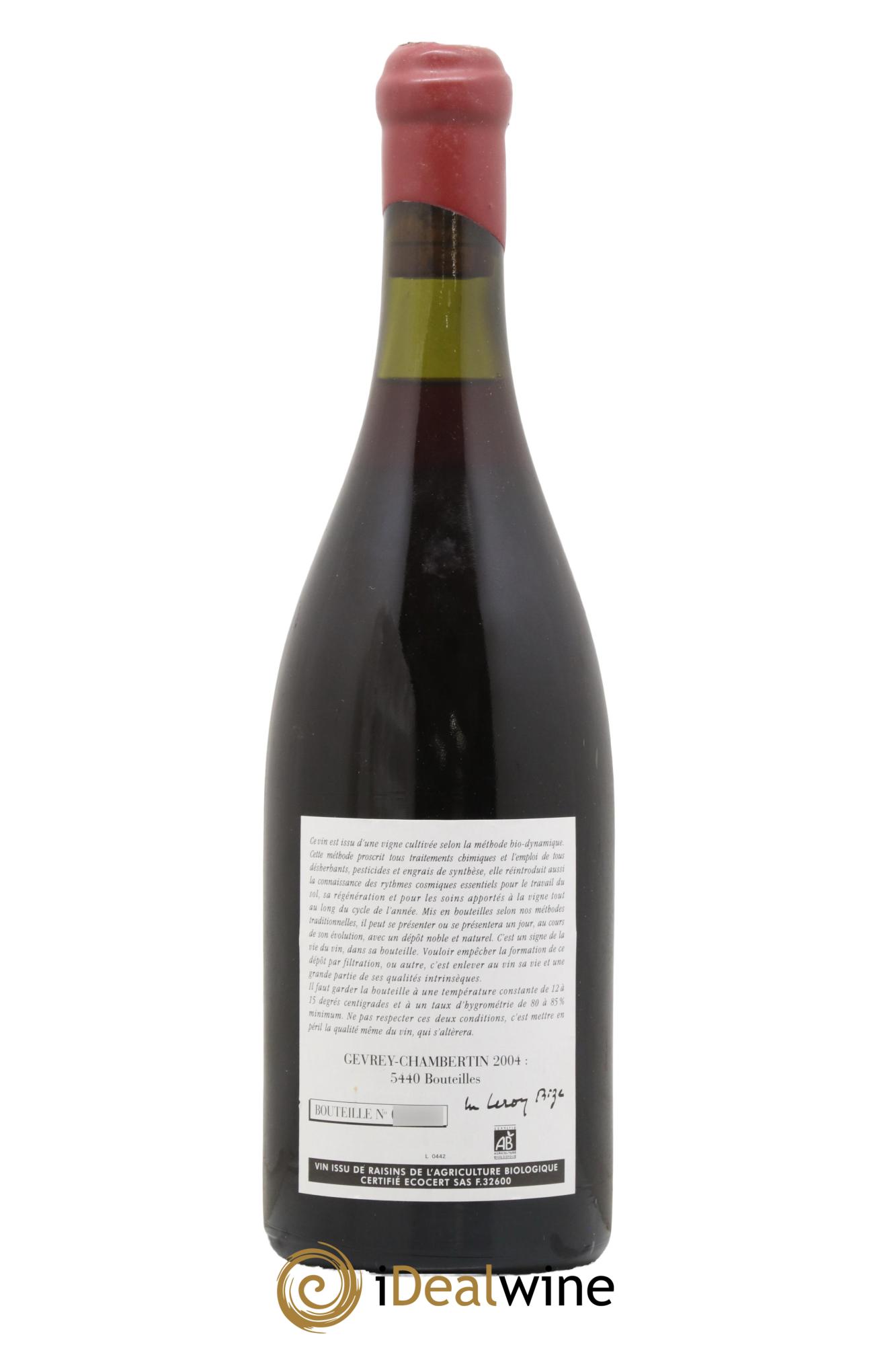 Gevrey-Chambertin Leroy (Domaine) 2004 - Posten von 1 Flasche - 1