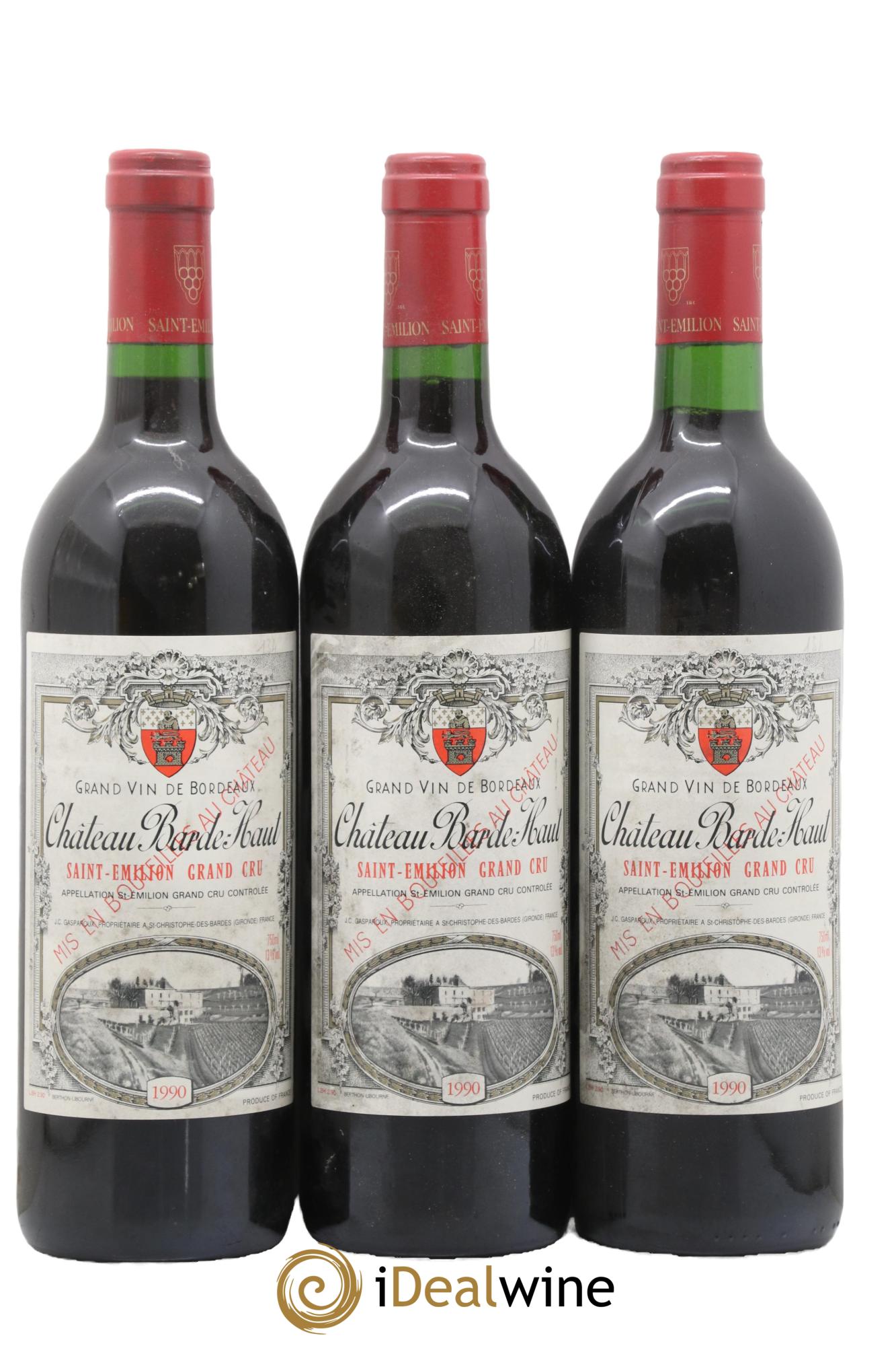Château Barde Haut Grand Cru Classé 1990 - Lot of 3 bottles - 0