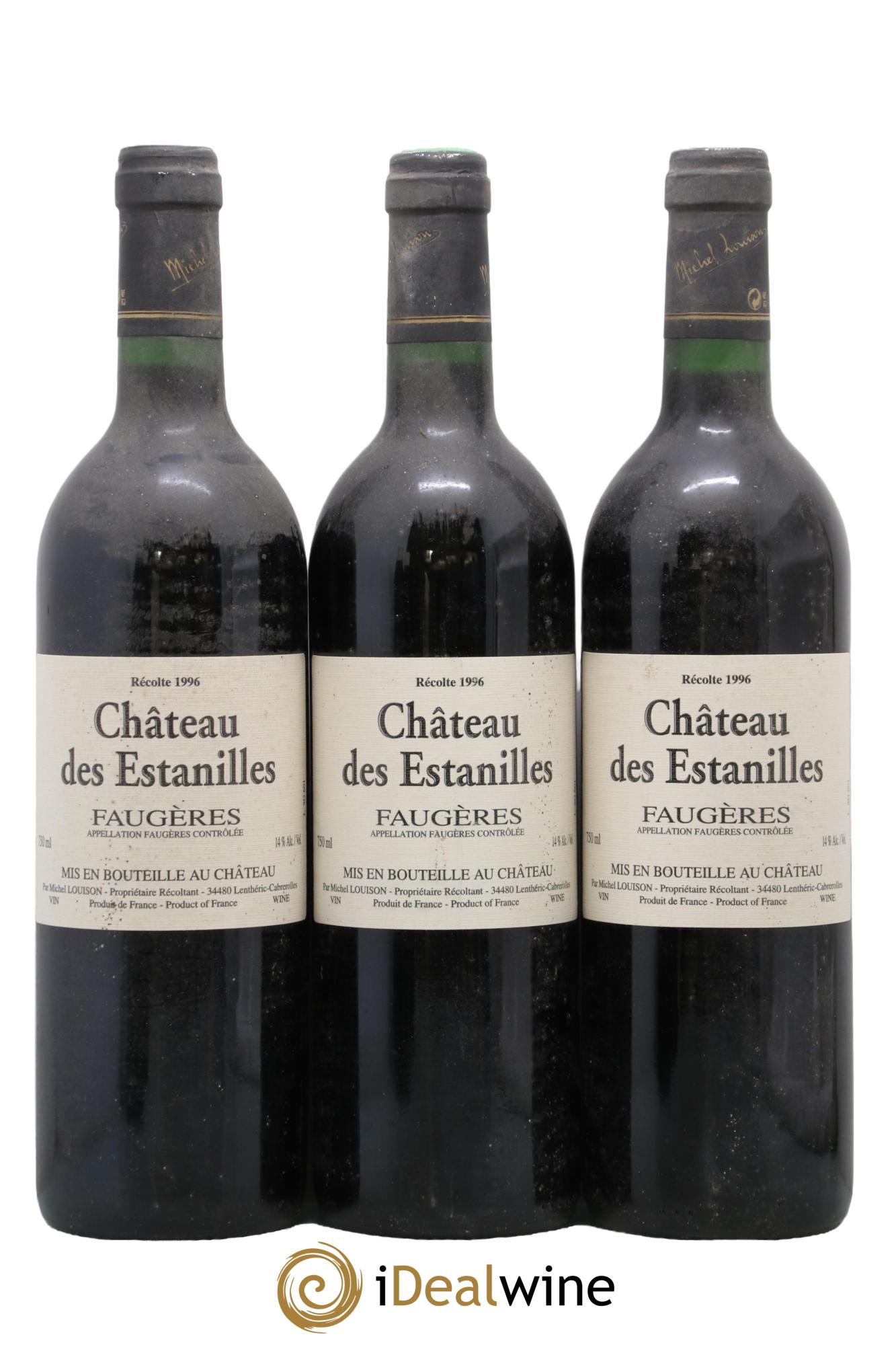 Faugères Château des Estanilles Tradition Michel Louison 1996 - Lot of 3 bottles - 0