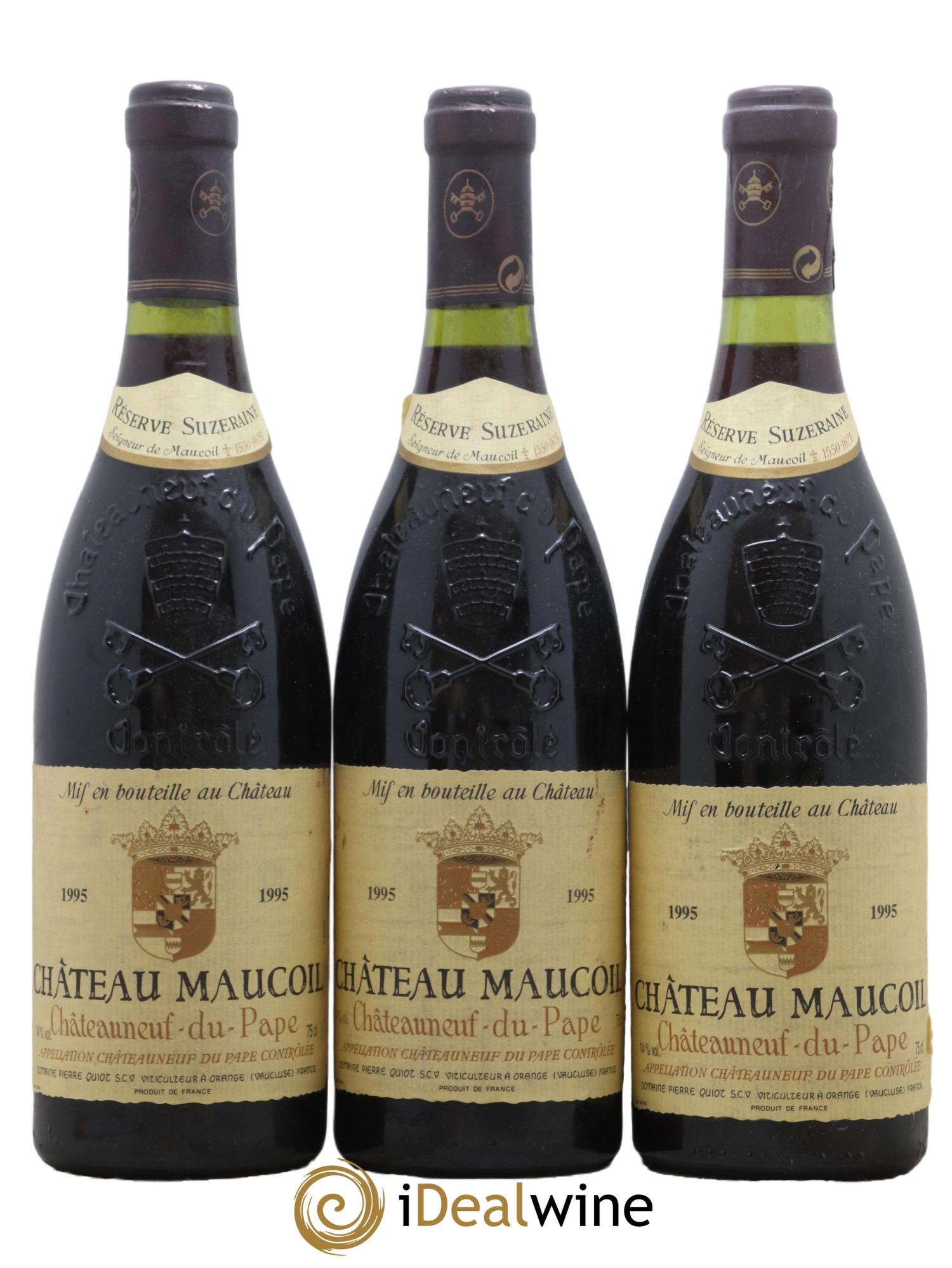 Châteauneuf-du-Pape Reserve Suzeraine Chateau Maucoil 1995 - Lot de 3 bouteilles - 0