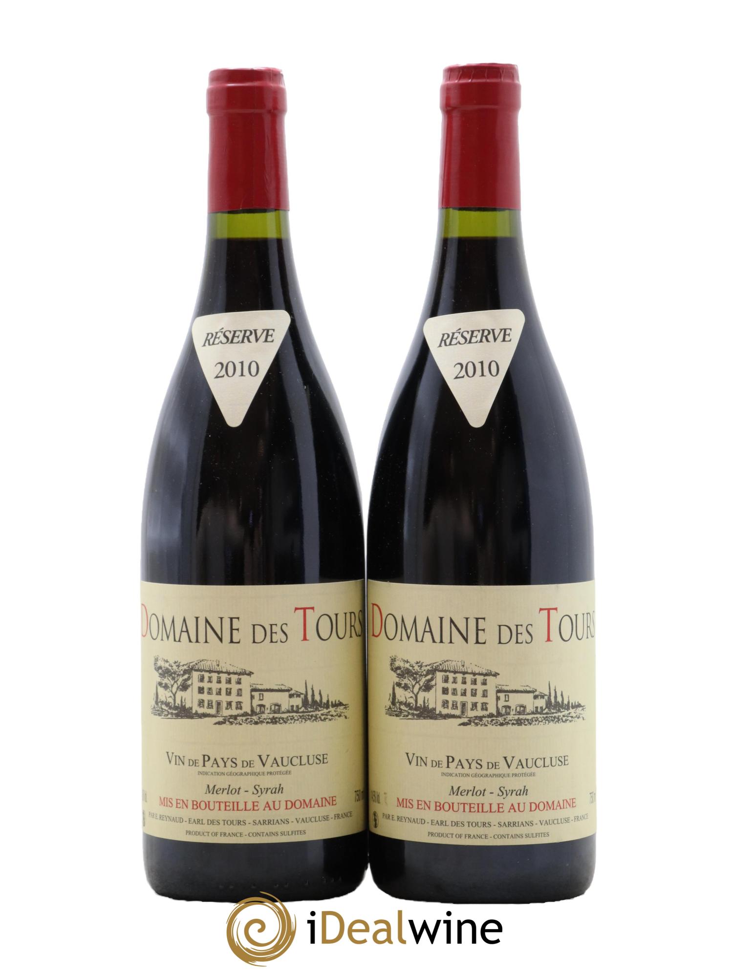 Vaucluse Domaine des Tours Merlot-Syrah Emmanuel Reynaud 2010 - Lot de 2 bouteilles - 0