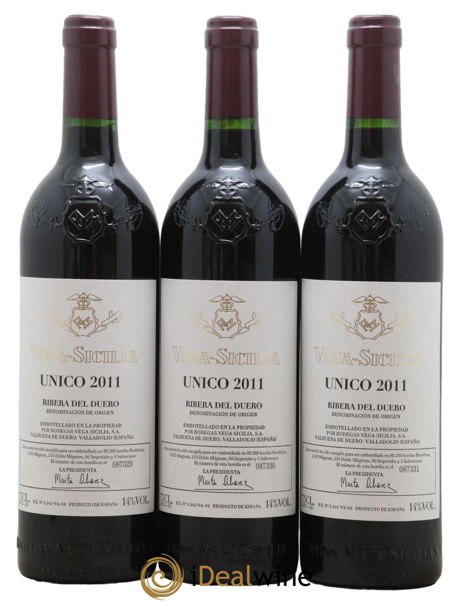 Ribera Del Duero DO Vega Sicilia Unico Famille Alvarez 2011 - Lot de 3 bouteilles - 0