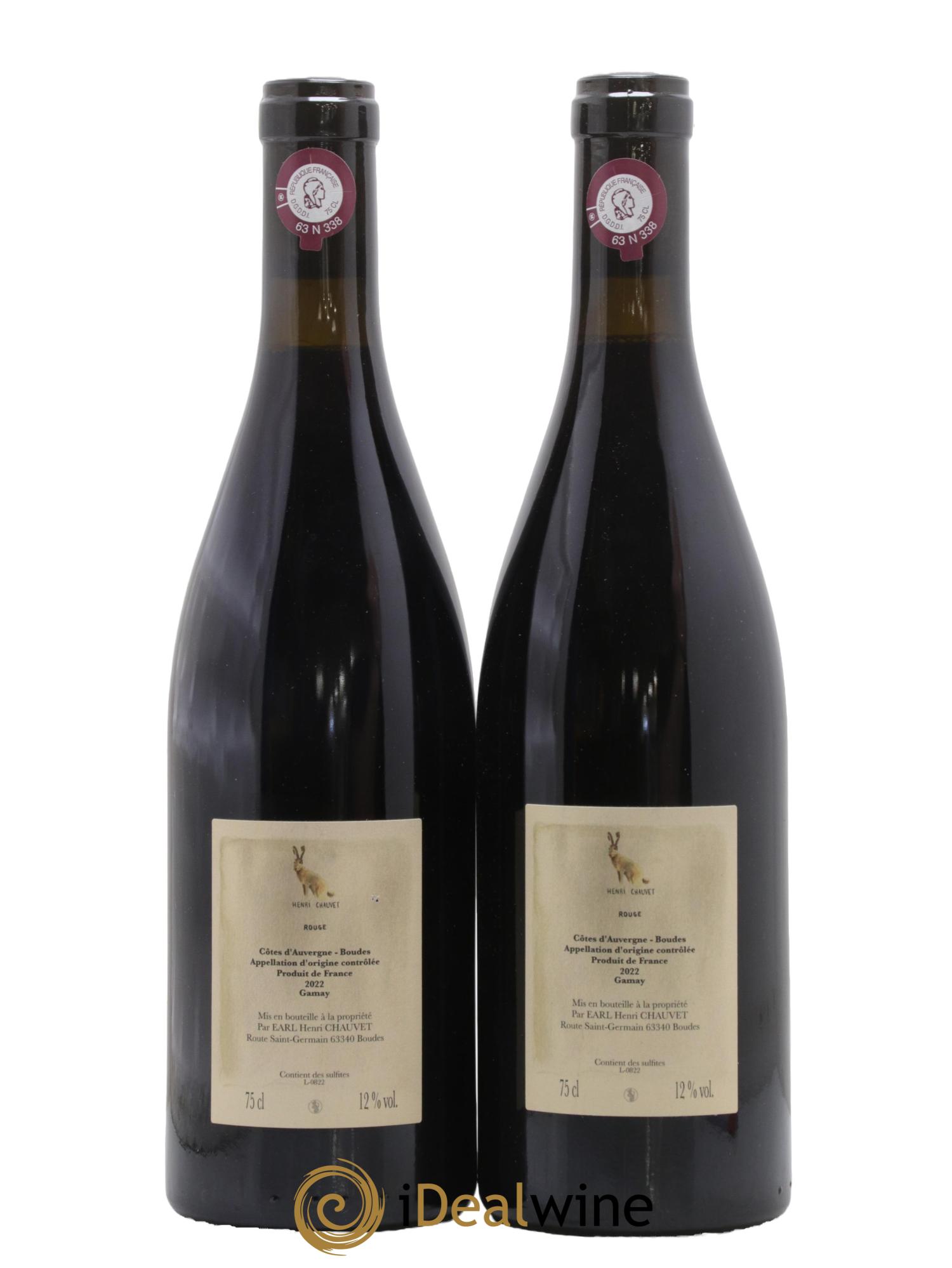 Côtes d'Auvergne Boudes Rouge Henri Chauvet Boudes Gamay Henri Chauvet 2022 - Lotto di 2 bottiglie - 1