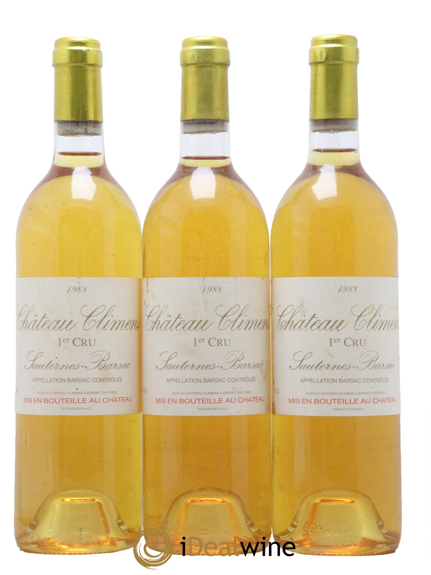 Château Climens 1er Grand Cru Classé 1988 - Lotto di 3 bottiglie - 0