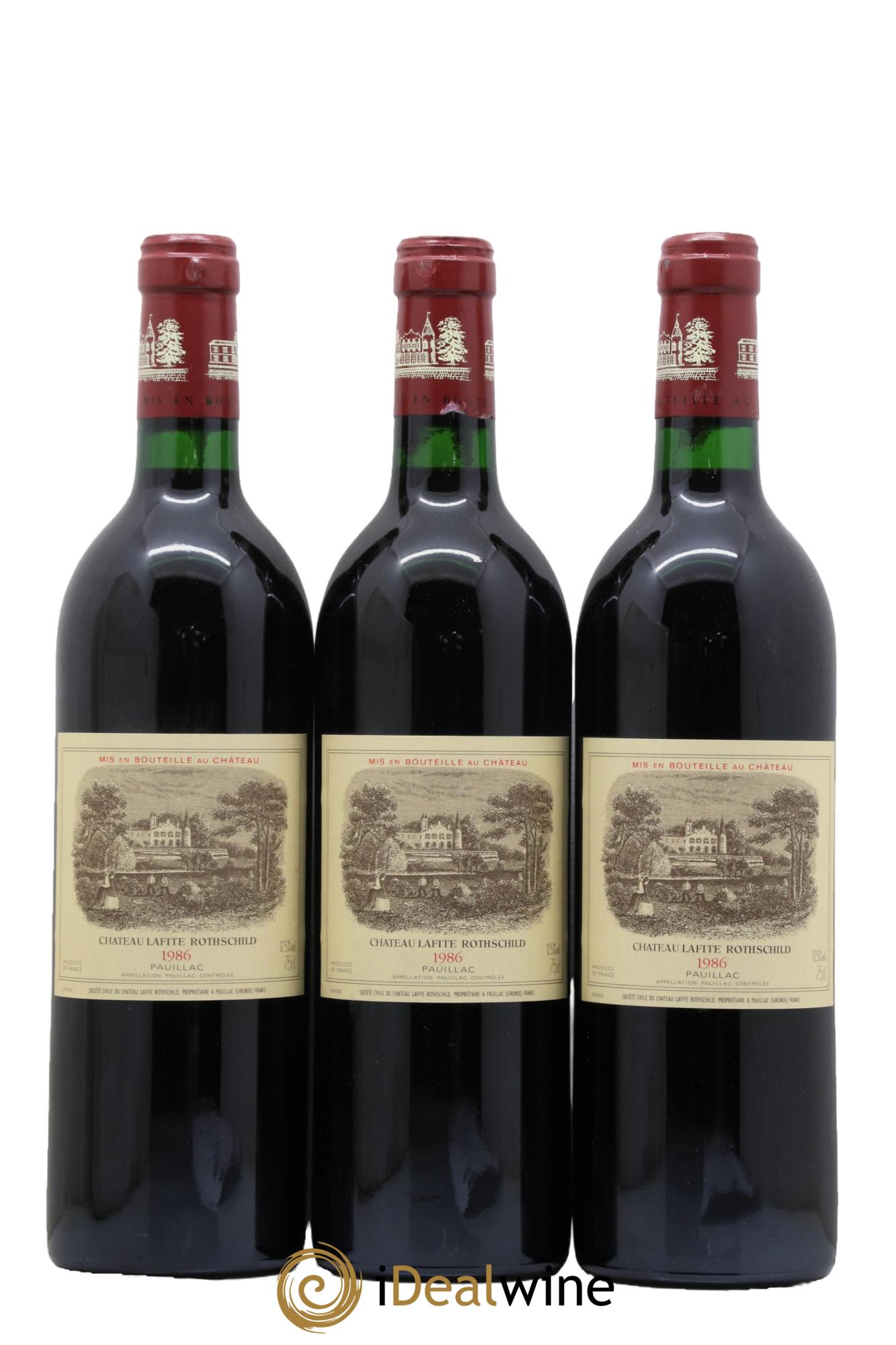 Château Lafite Rothschild 1er Grand Cru Classé 1986 - Lot de 3 bouteilles - 0
