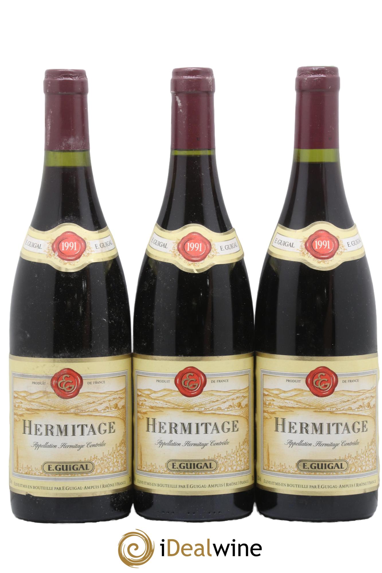 Hermitage Guigal 1991 - Lot of 3 bottles - 0