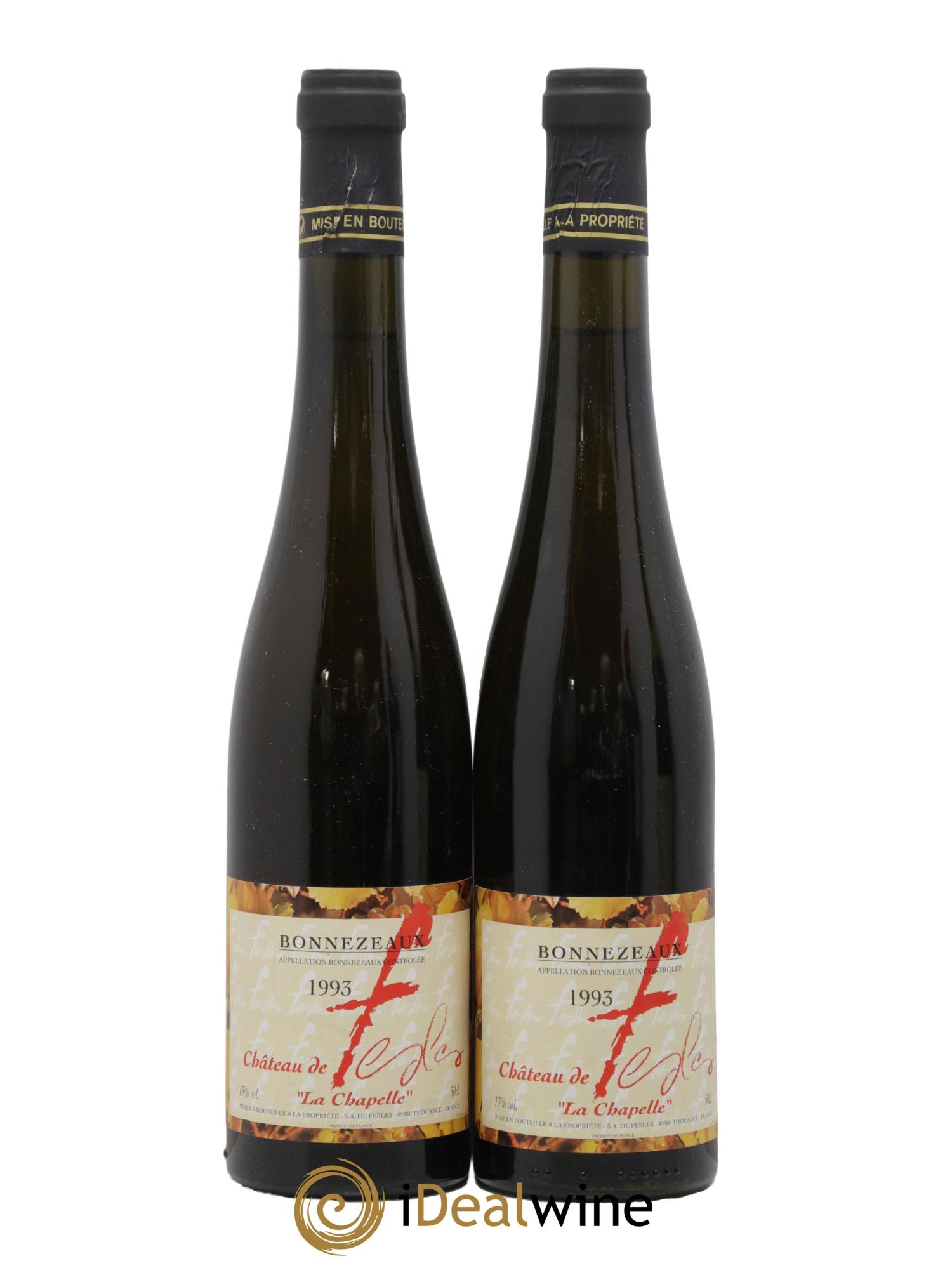 Bonnezeaux La Chapelle Château de Fesles 1993 - Lot de 2 format 50cls - 0
