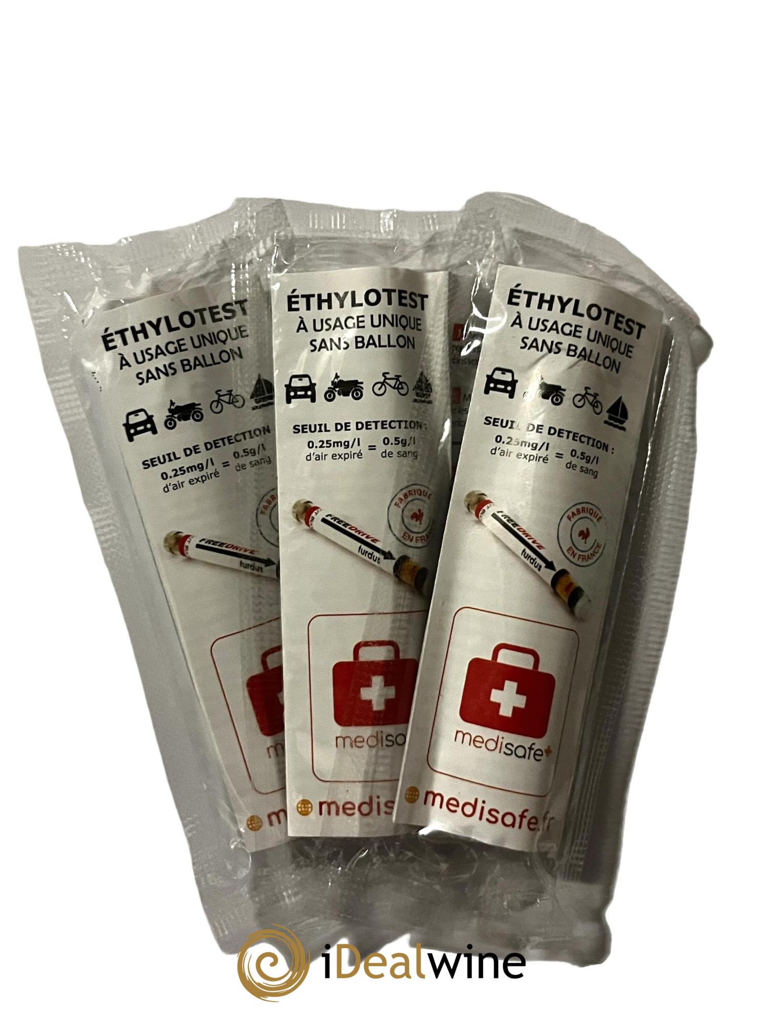 1 lot de 3 éthylotests à usage unique sans ballon - Lot of 1 bottle - 1