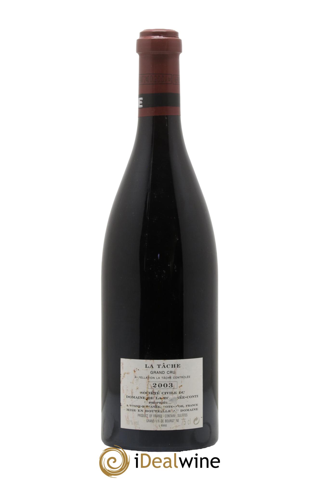 La Tâche Grand Cru Domaine de la Romanée-Conti 2003 - Lot de 1 bouteille - 1