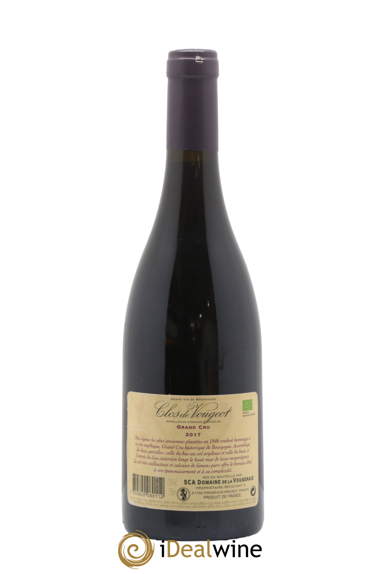 Clos de Vougeot Grand Cru La Vougeraie 2017 - Lot de 1 bouteille - 1