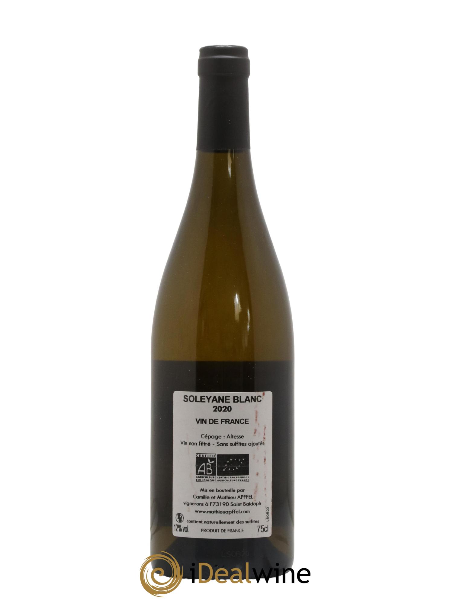Vin de Savoie Soleyane Mathieu Apffel 2020 - Lot de 1 bouteille - 1