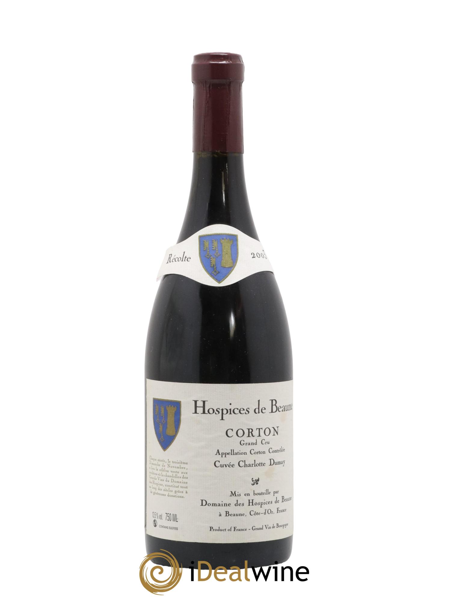 Corton Grand Cru Hospices De Beaune Cuvee Charlotte Dumay 2003 - Lot de 1 bouteille - 0
