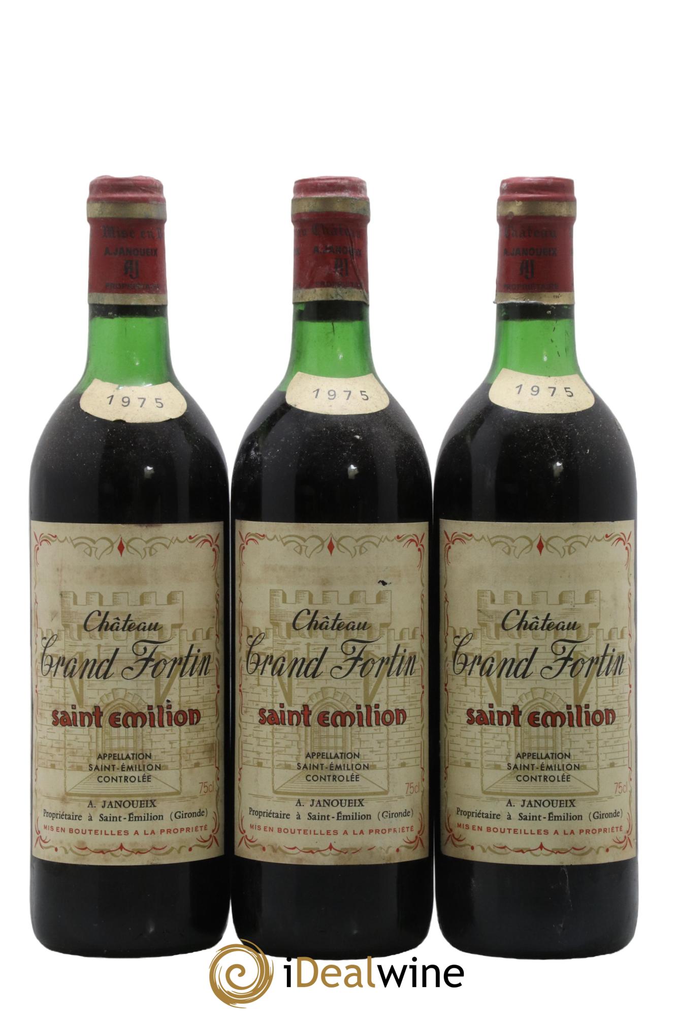 Saint-Émilion Chateau Grand Fortin 1975 - Lot de 3 bouteilles - 0