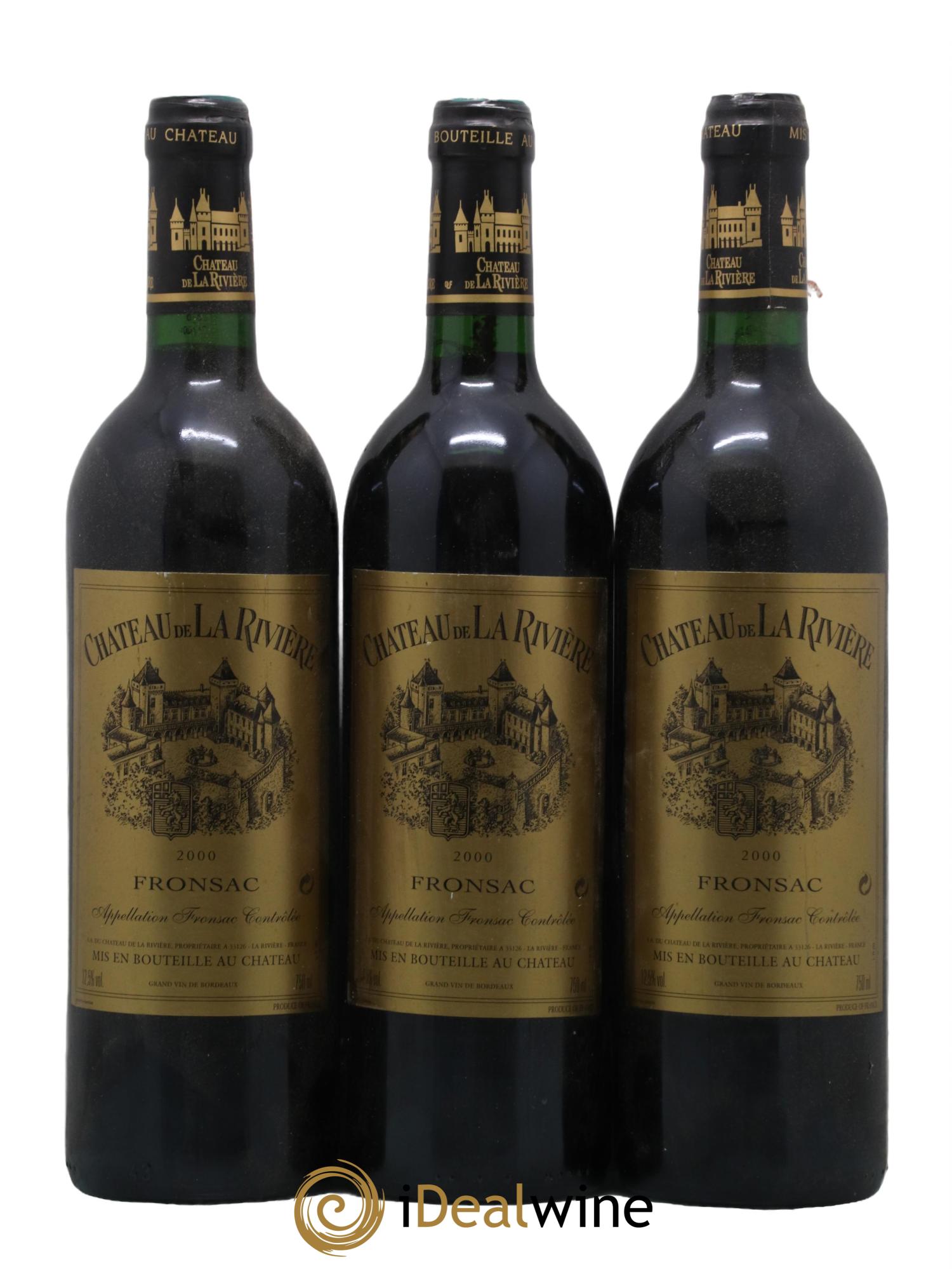 Château de La Rivière 2000 - Lotto di 3 bottiglie - 0