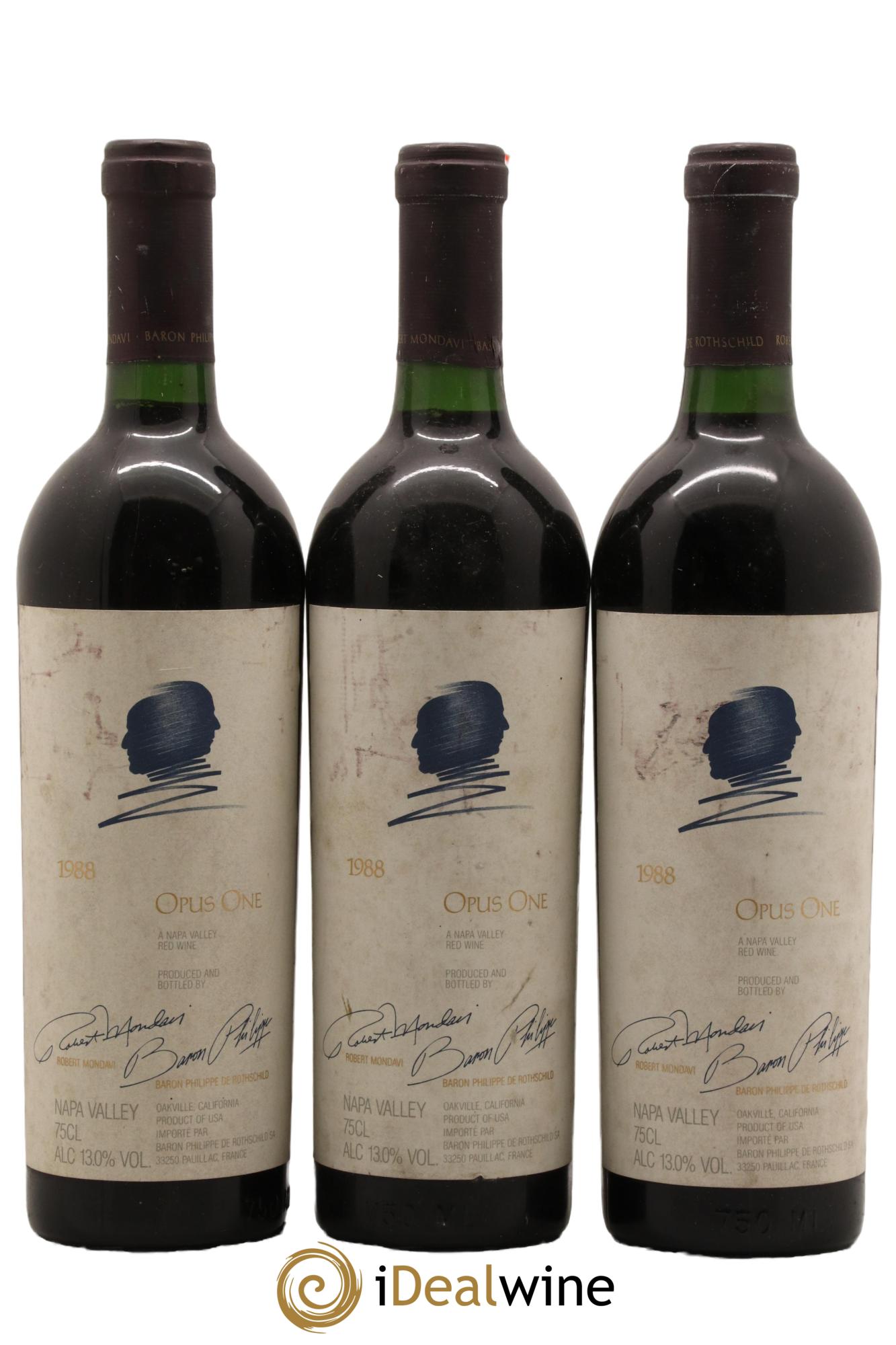 Napa Valley Opus One Robert Mondavi 1988 - Lot de 3 bouteilles - 0