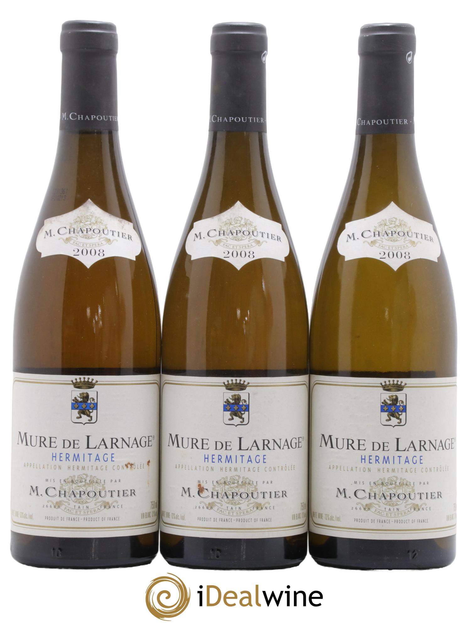 Hermitage Mure de Larnage Chapoutier 2008 - Lot de 3 bouteilles - 0