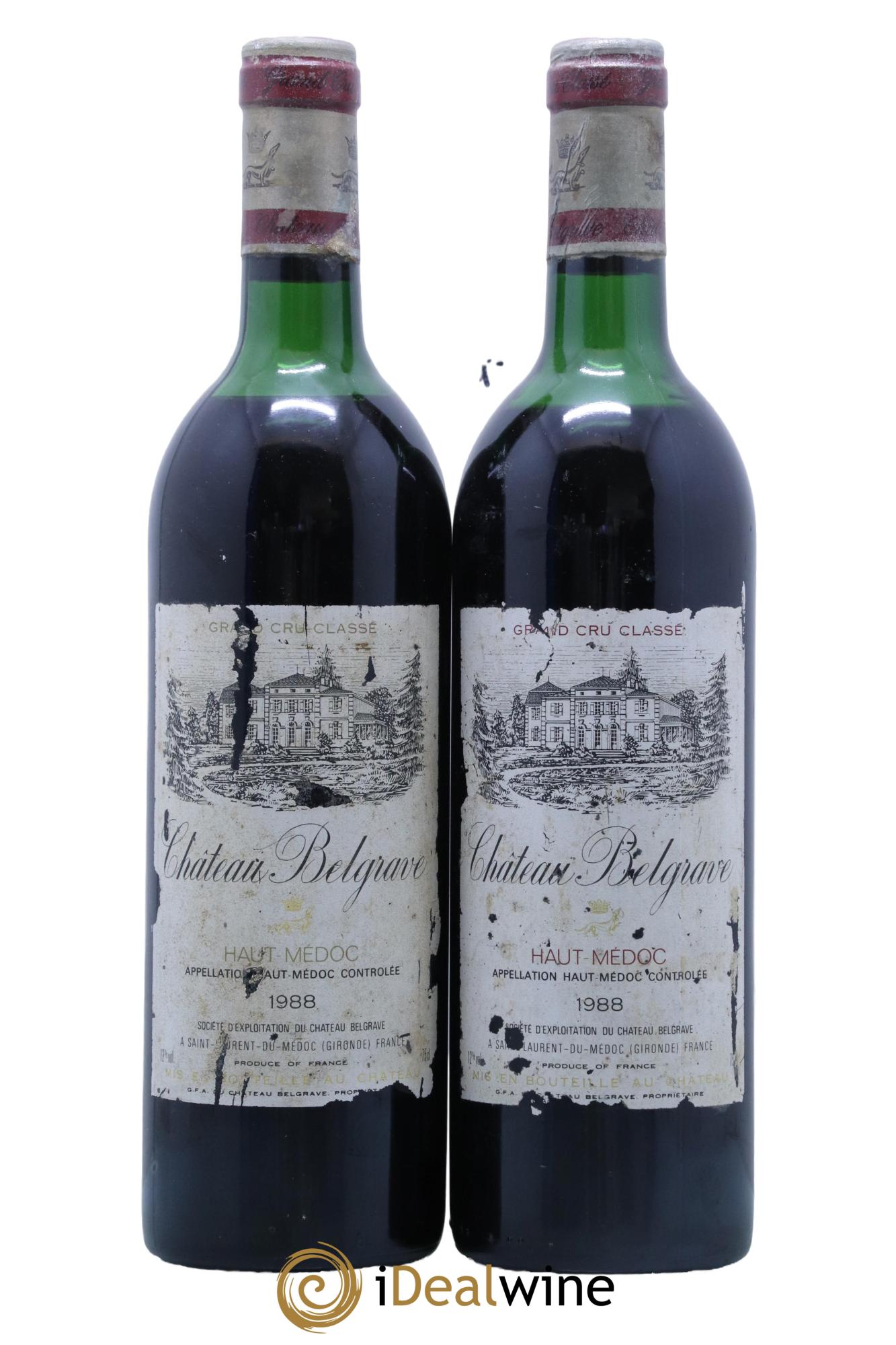 Château Belgrave 5ème Grand Cru Classé 1988 - Lot de 2 bouteilles - 0