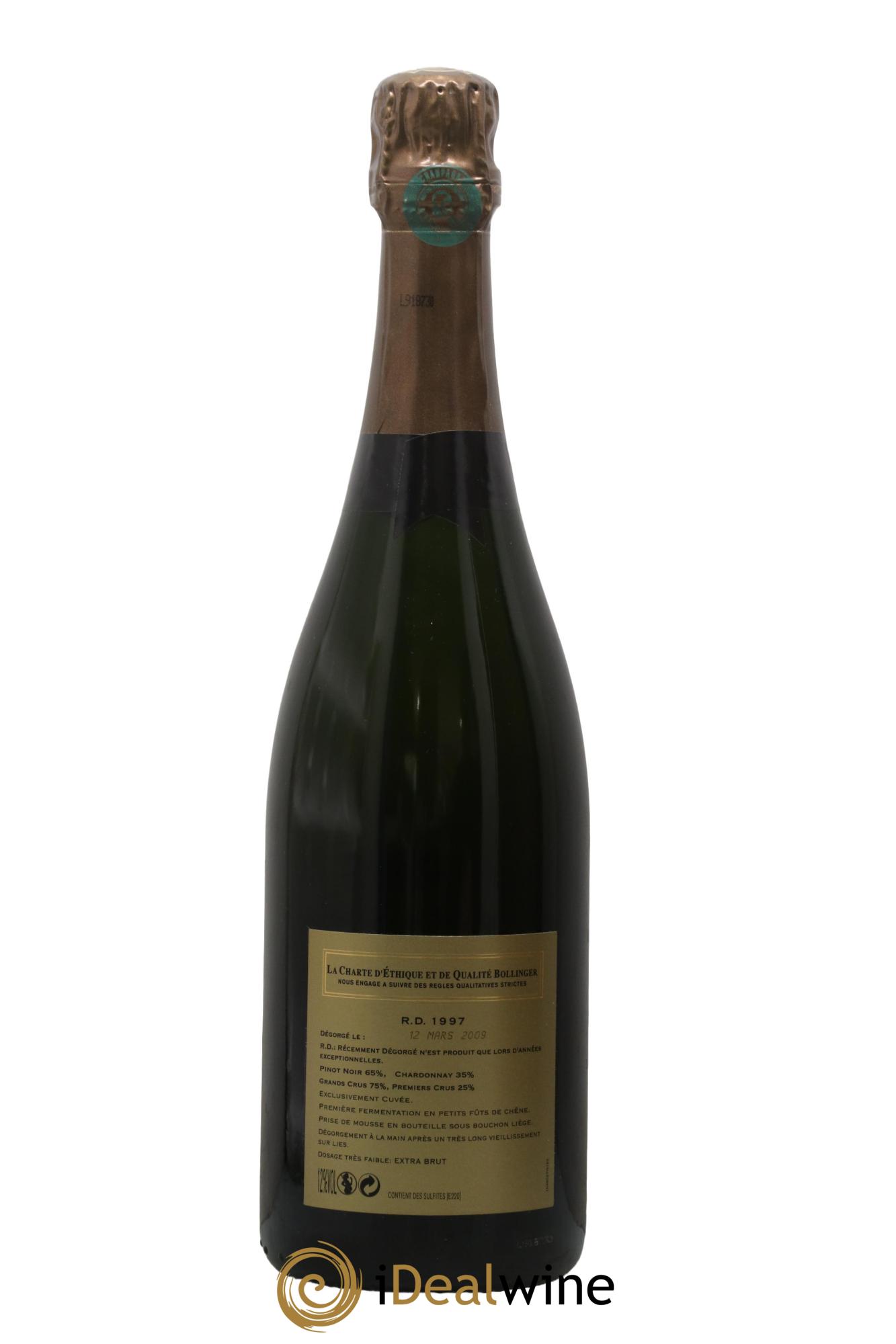 R.D. Extra-Brut Bollinger 1997 - Lot de 1 bouteille - 2