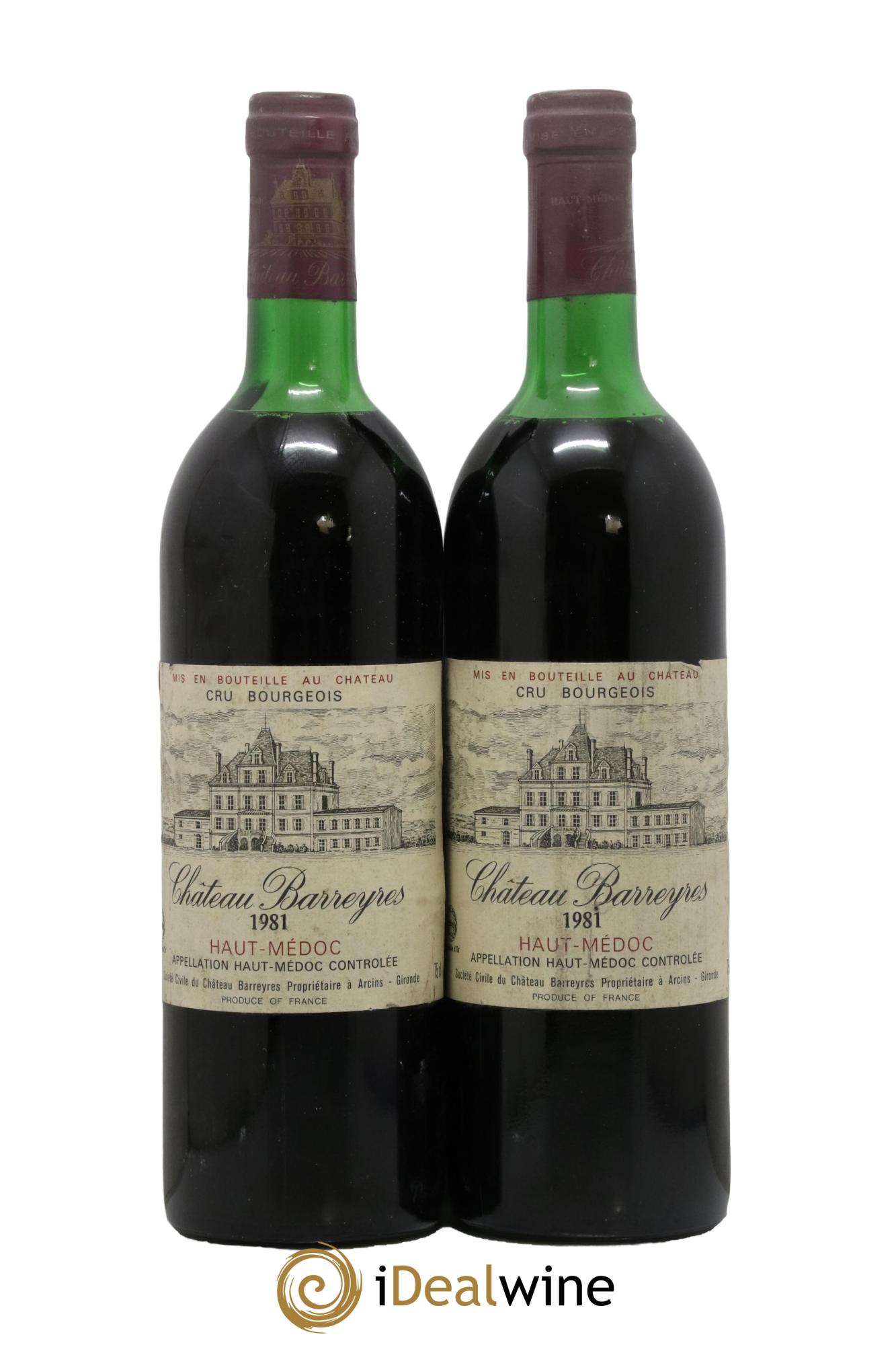 Château Barreyres Cru Bourgeois 1981 - Lotto di 2 bottiglie - 0