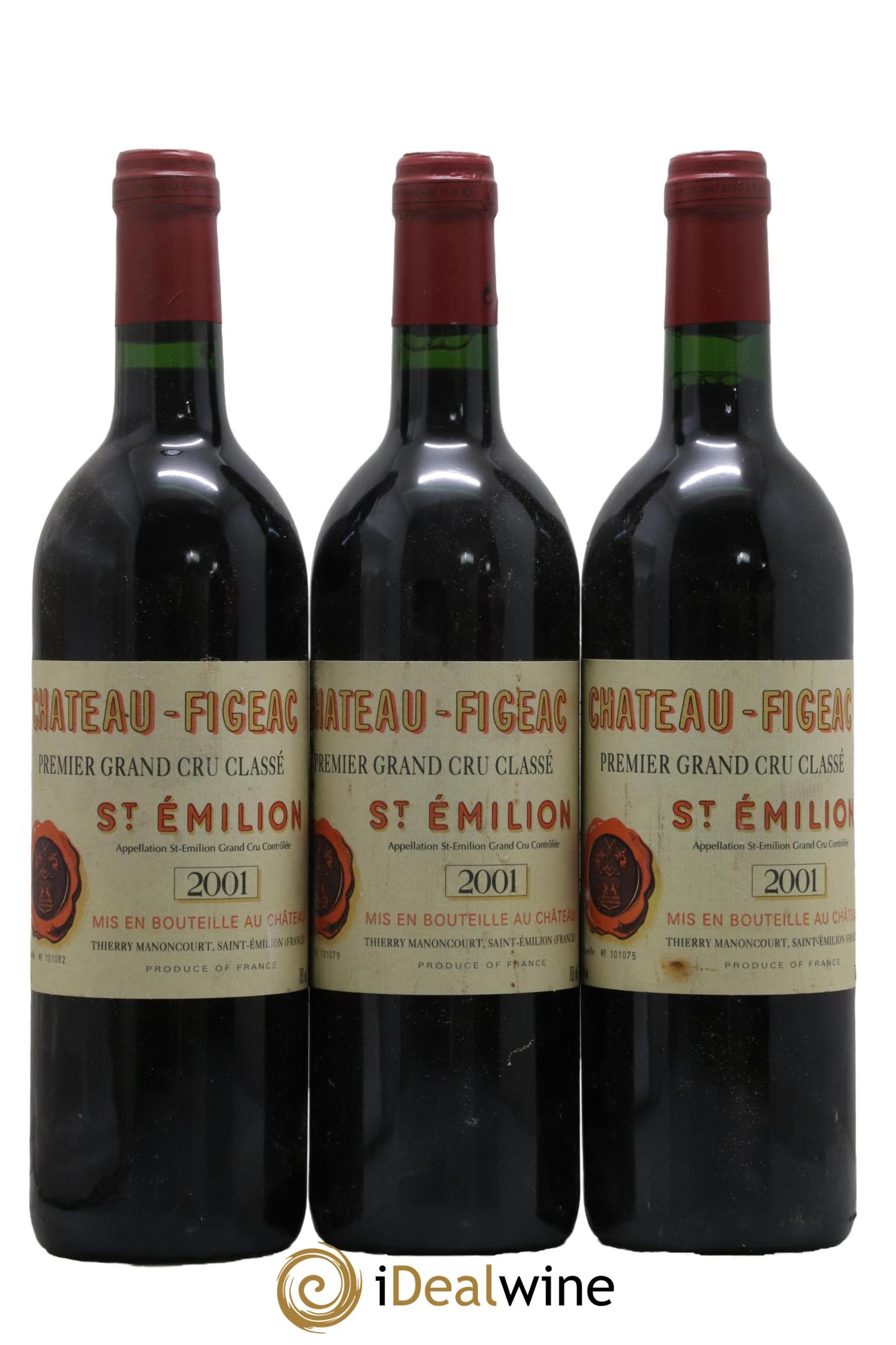 Château Figeac 1er Grand Cru Classé A 2001 - Lot of 3 bottles - 0