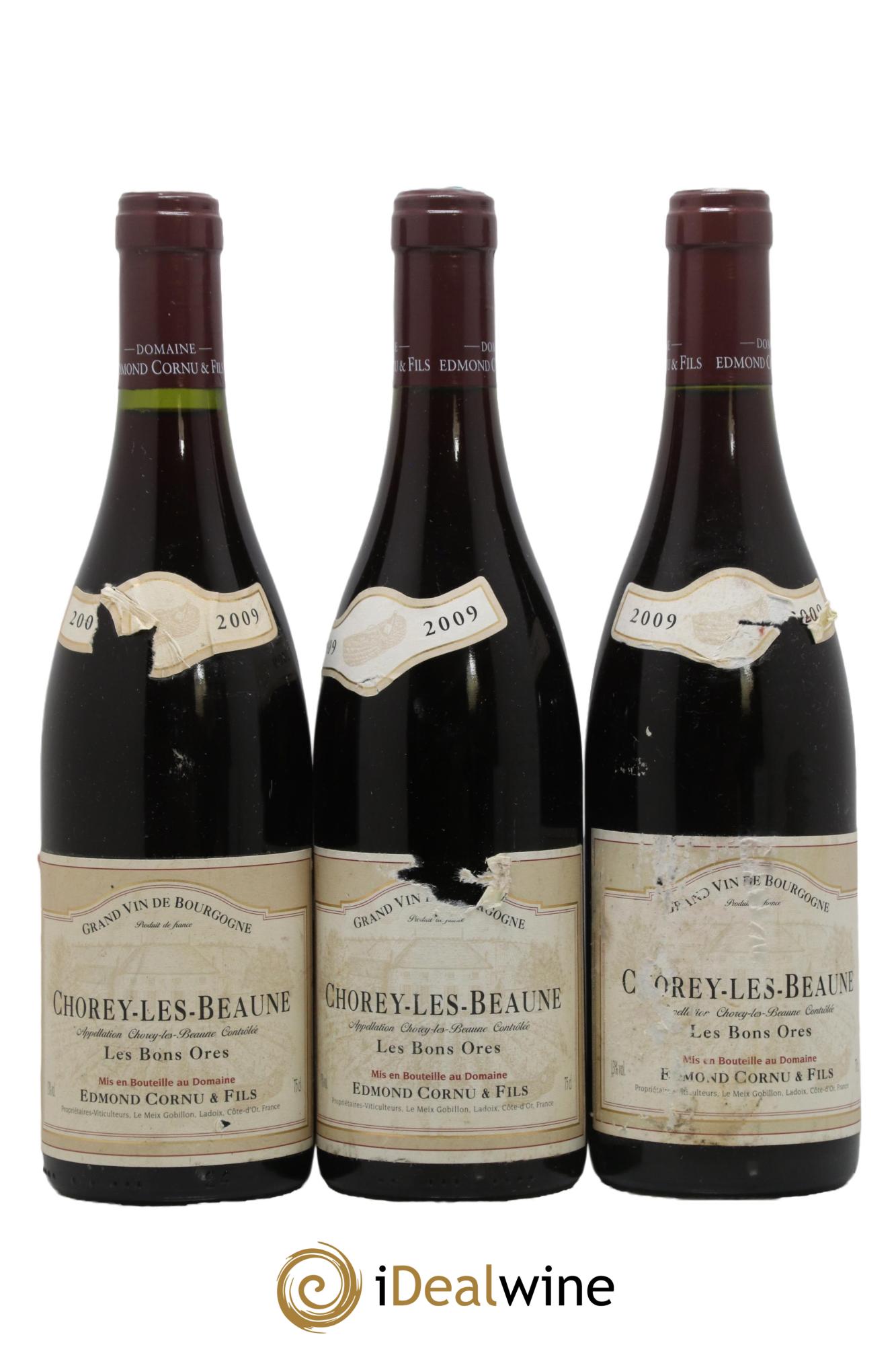 Chorey-lès-Beaune Les Bons Ores Edmond Cornu et Fils 2009 - Lot de 3 bouteilles - 0