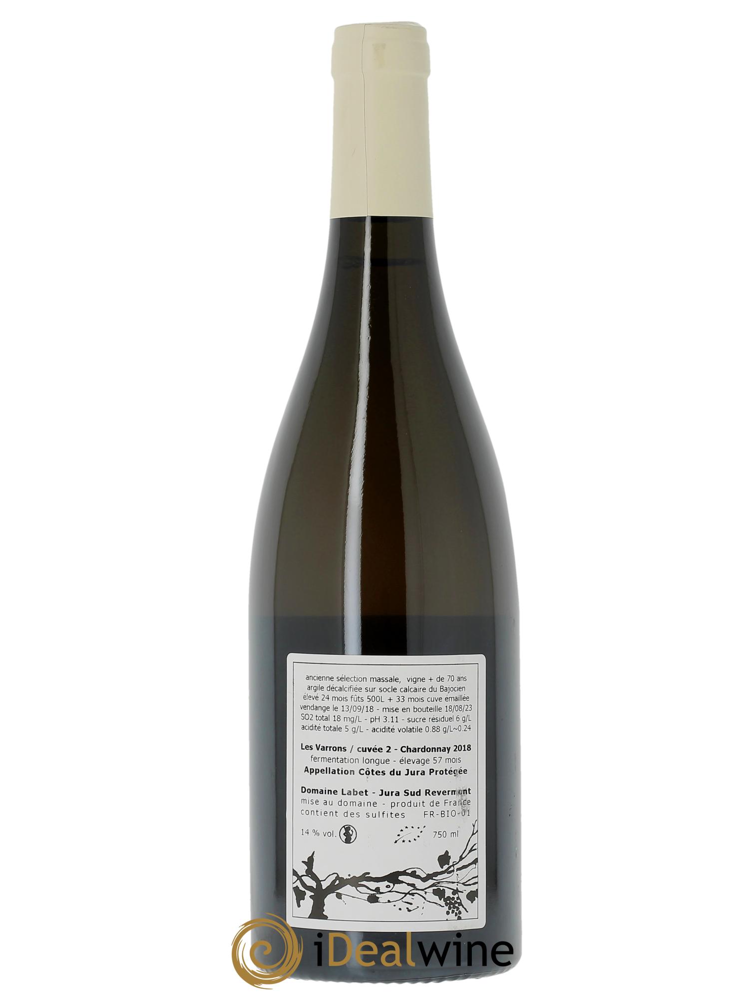 Côtes du Jura Chardonnay Les Varrons - cuvée 2 Romain - Julien - Charline Labet 2018 - Lotto di 1 bottiglia - 1