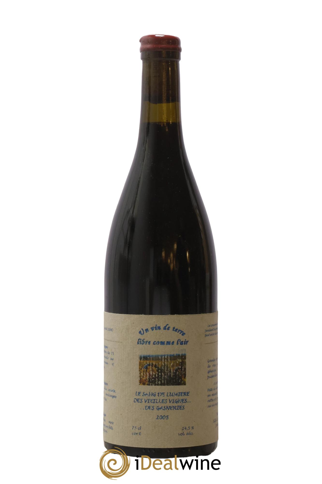 Vin de France Un vin de Terre Libre comme l'Air Le Sang de Lumière des Vieilles Vignes ... des Gasneries Josette Medau & Pierre Weyand 2005 - Posten von 1 Flasche - 0