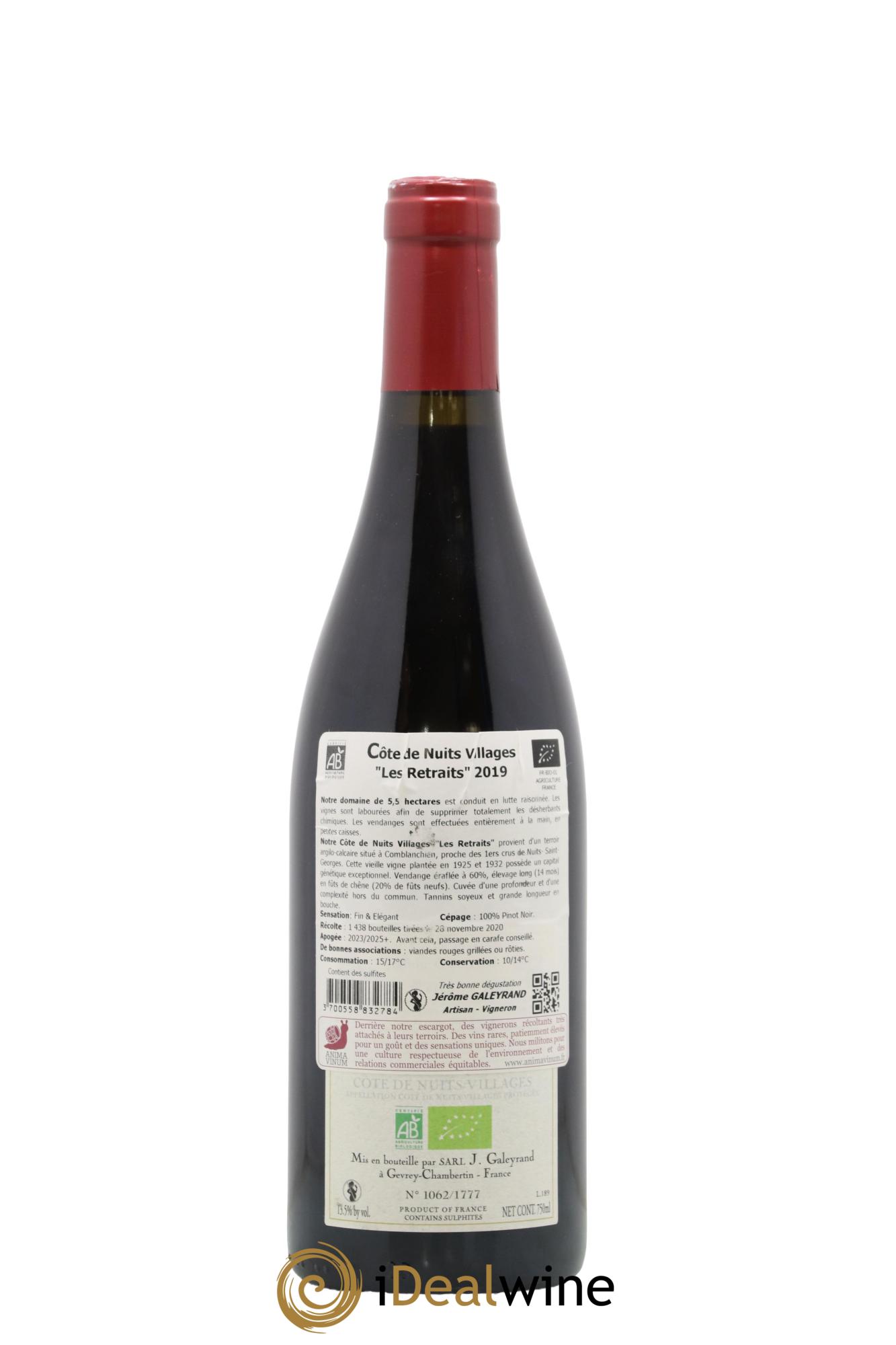 Côte de Nuits-Villages Les Retraits Jérôme Galeyrand 2019 - Lotto di 1 bottiglia - 1