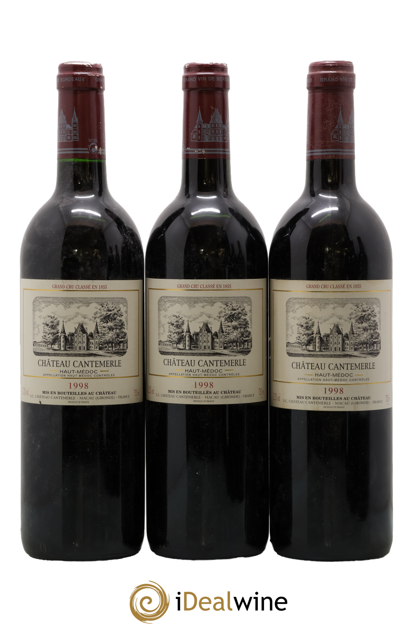 Château Cantemerle 5ème Grand Cru Classé 1998 - Lot de 3 bouteilles - 0
